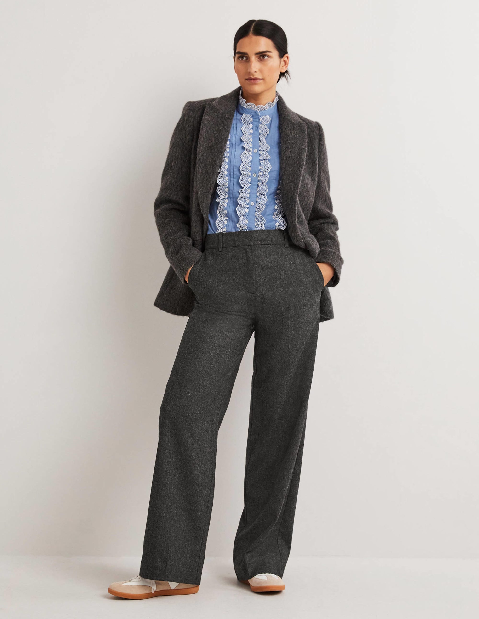 Wollhose mit weitem Bein-Anthrazit Meliert - Image 1