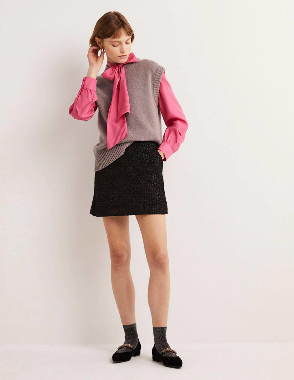 Tweed Metallic Mini Skirt-Shimmery Tweed-5