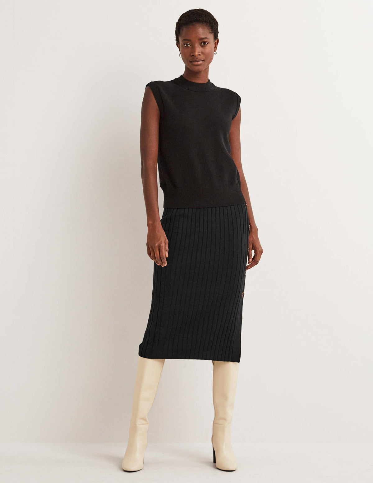 Knitted Column Skirt-Schwarz - Image 5