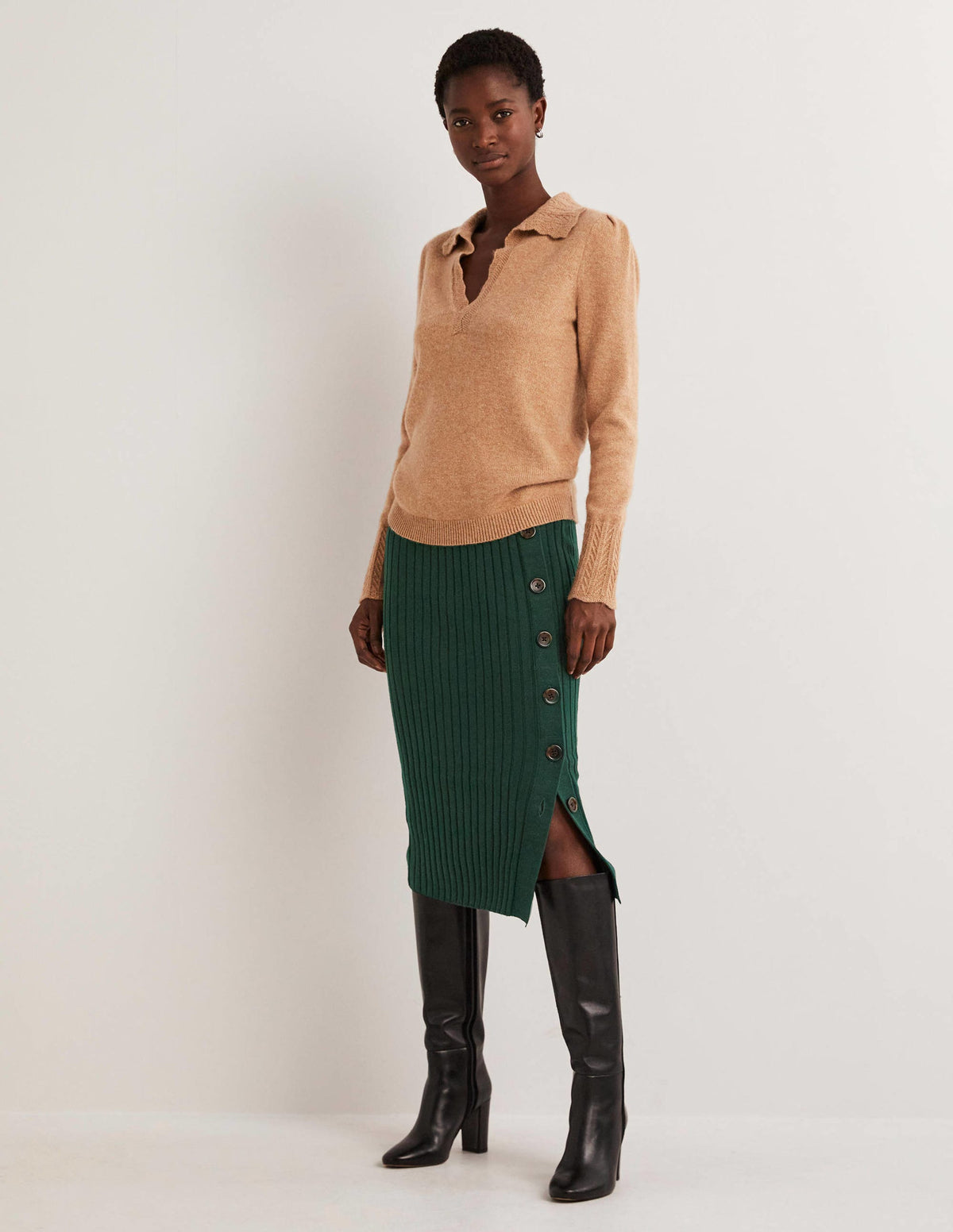 Knitted Column Skirt-Kohlschwarz - Image 1