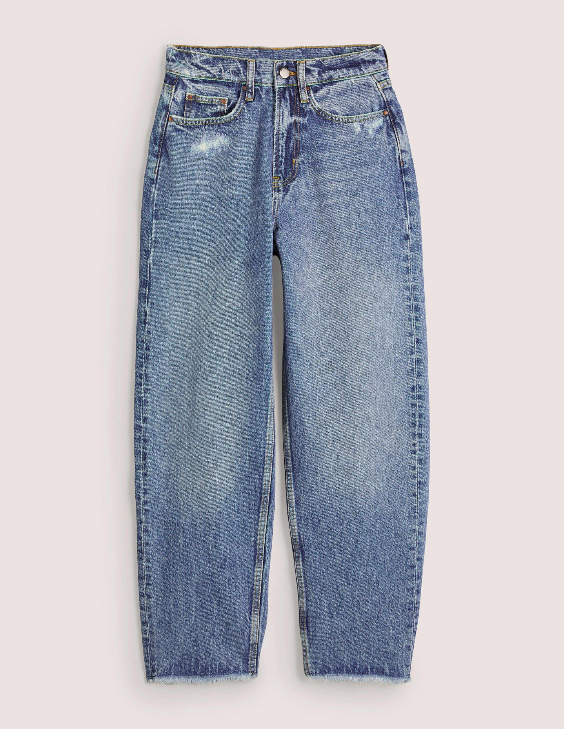 Jeans mit geradem Bein aus festem Denimstoff-Mittleres Vintageblau-6
