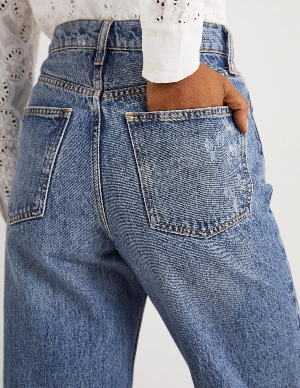 Jeans mit geradem Bein aus festem Denimstoff-Mittleres Vintageblau - Image 5