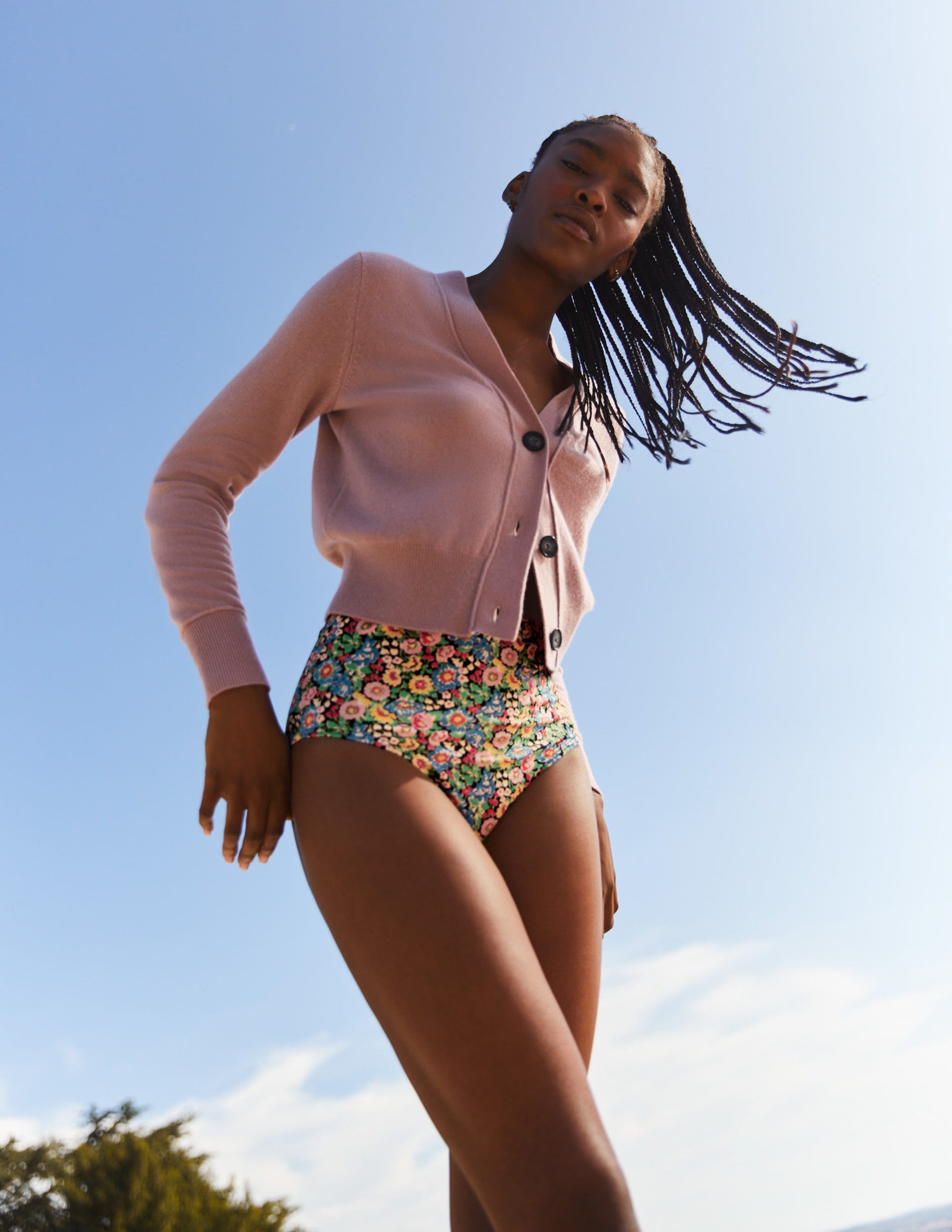 Bikinihose mit hohem Bund-Bunt, Blumenillusion-6