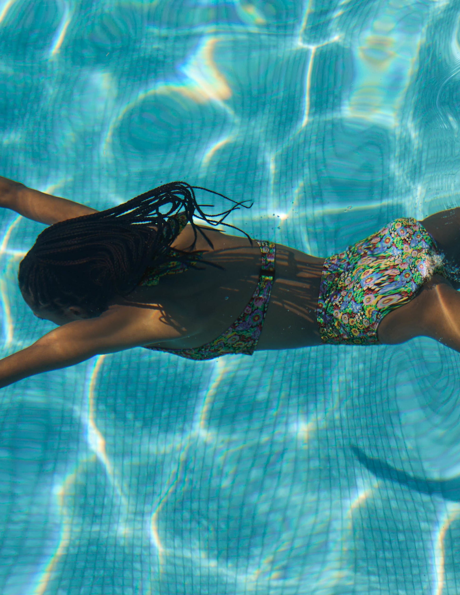 Bikinihose mit hohem Bund-Bunt, Blumenillusion-8