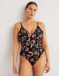 Cross Strap Low Back Swimsuit-Nero, Blossom Pome