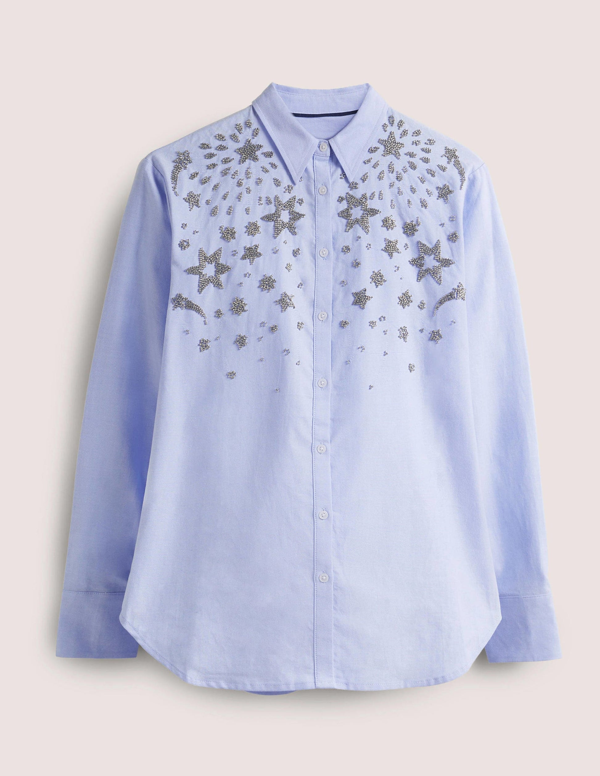Chemise décontractée en coton-Chambray, ornementé-5