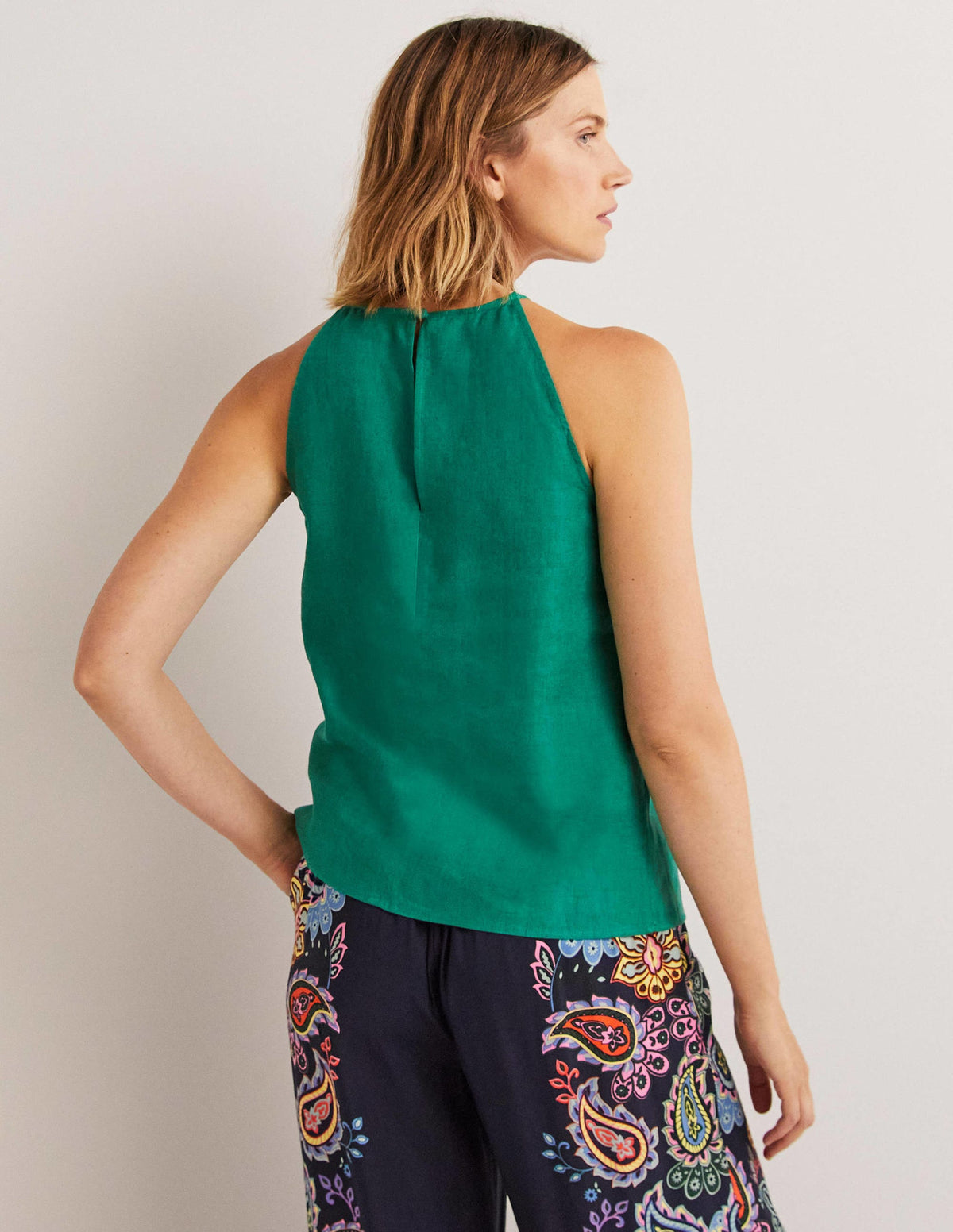 Neckholder-Top aus Leinen-Waldgrün - Image 4