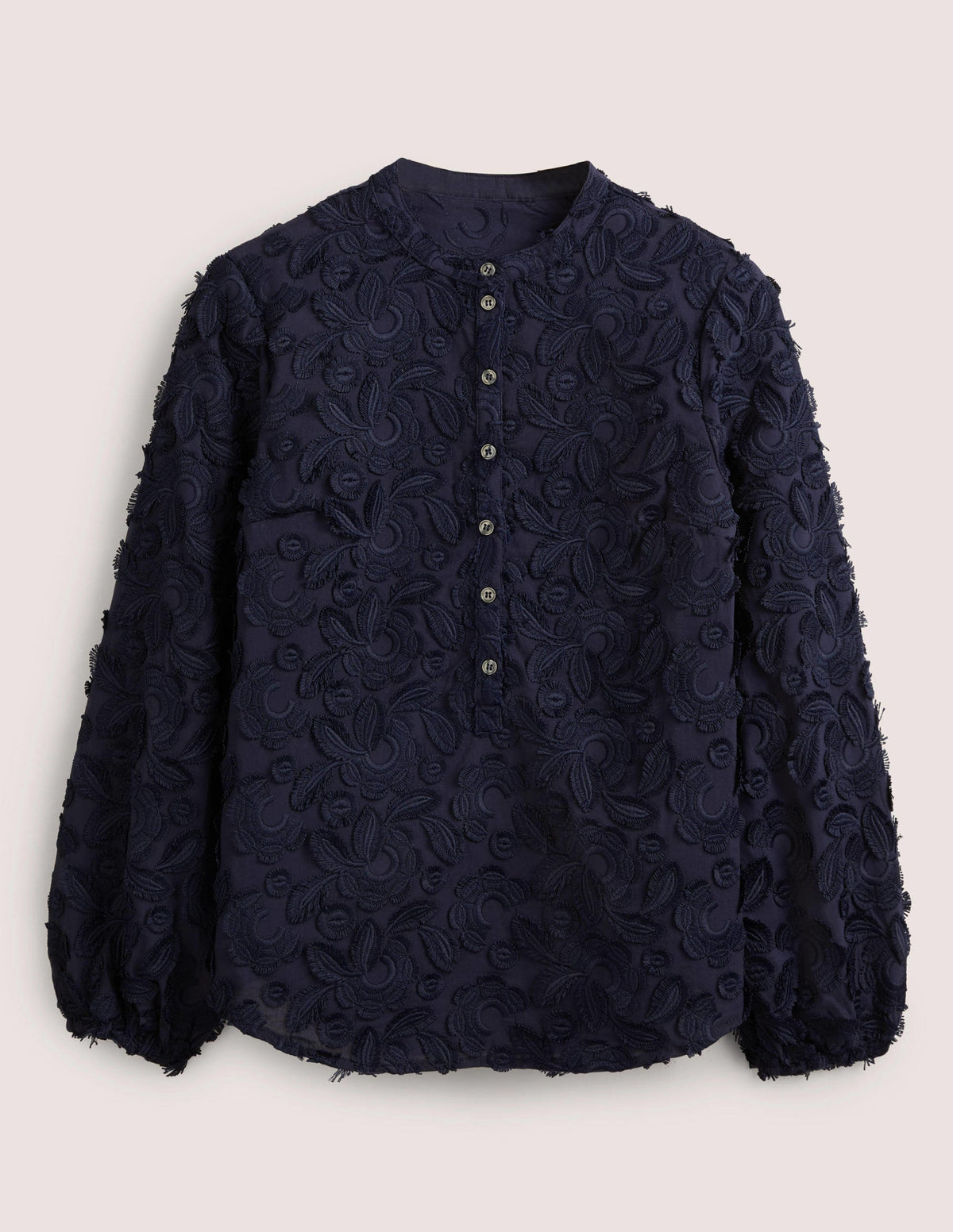 Textured Popover Blouse-Navy-5