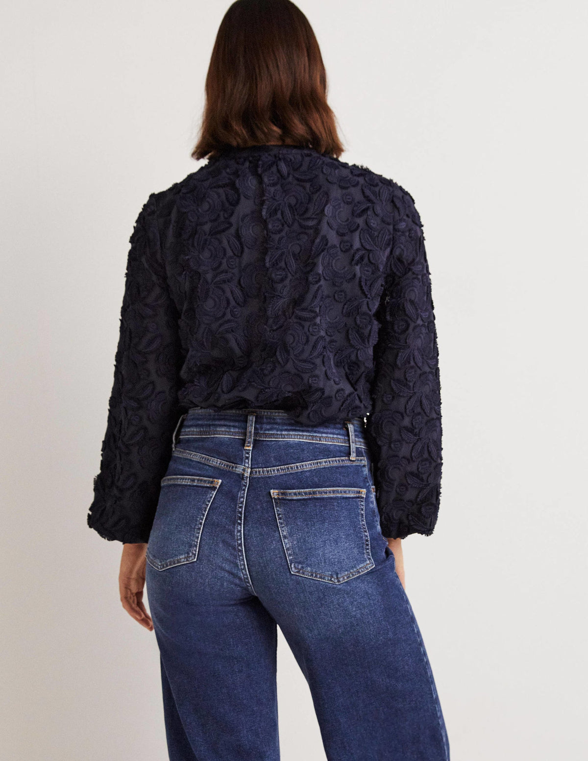 Textured Popover Blouse-Navy - Image 3
