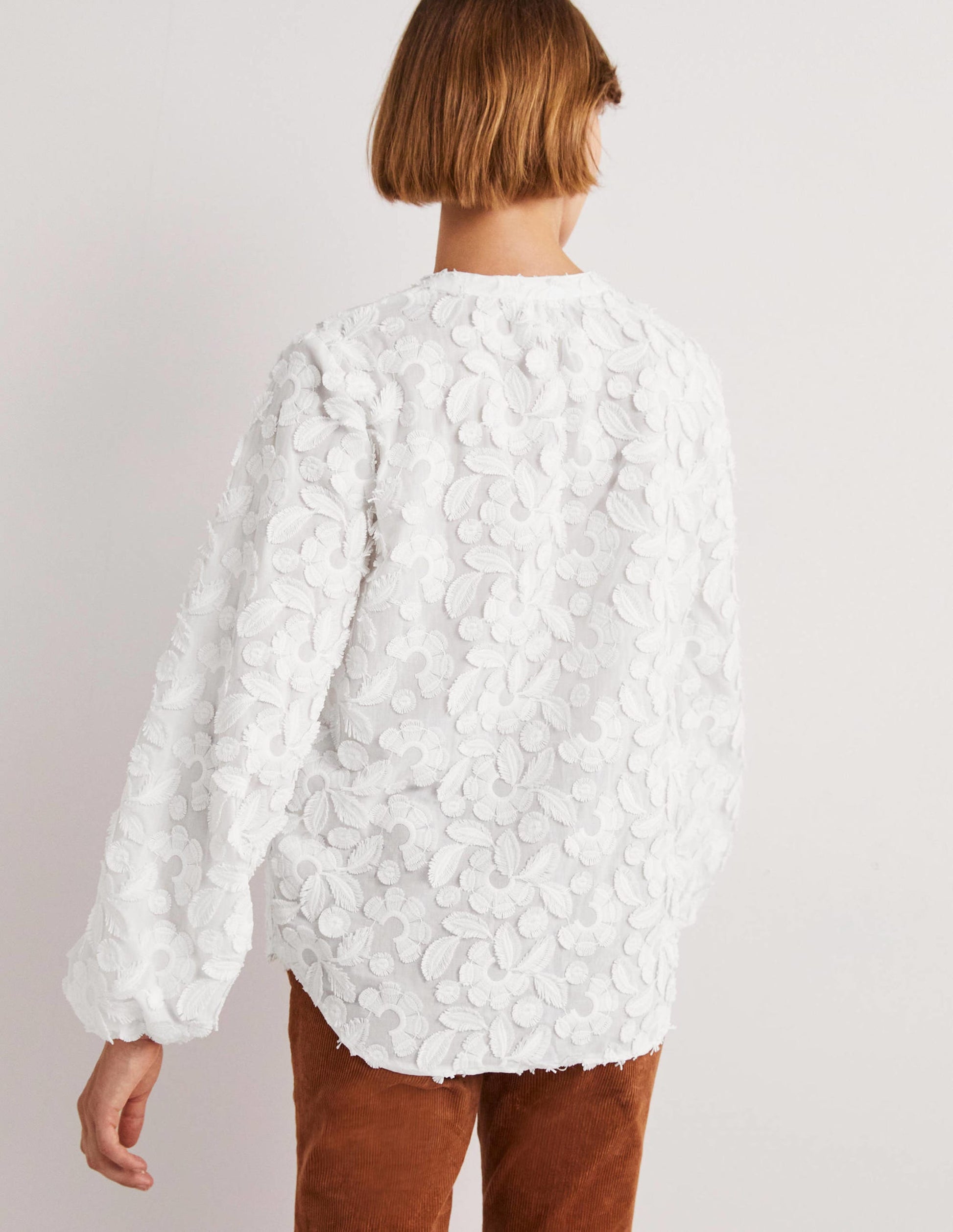 Strukturierte Bluse zum Hineinschlüpfen-Weiß-3