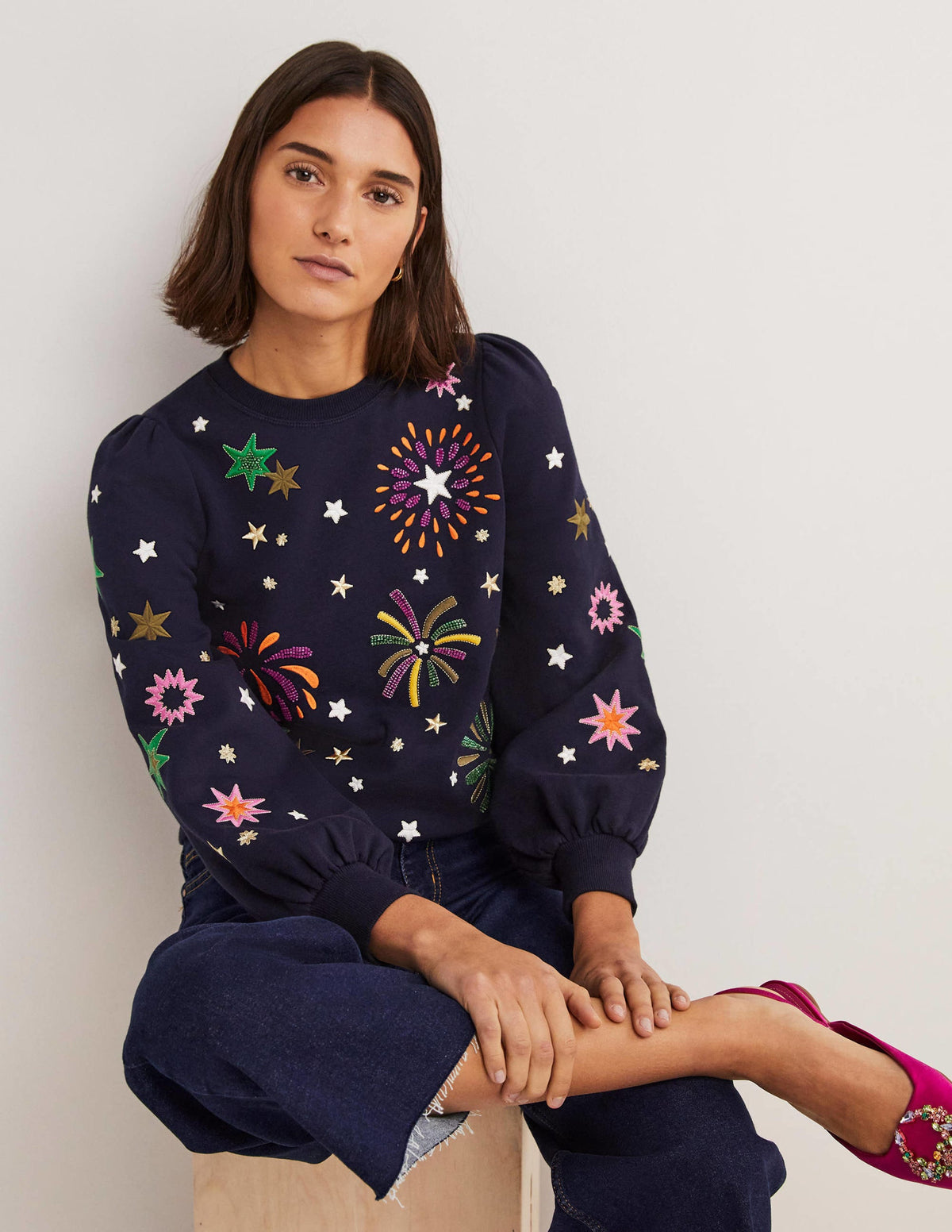Sweatshirt mit Blousonärmeln-Navy, Feuerwerk-4