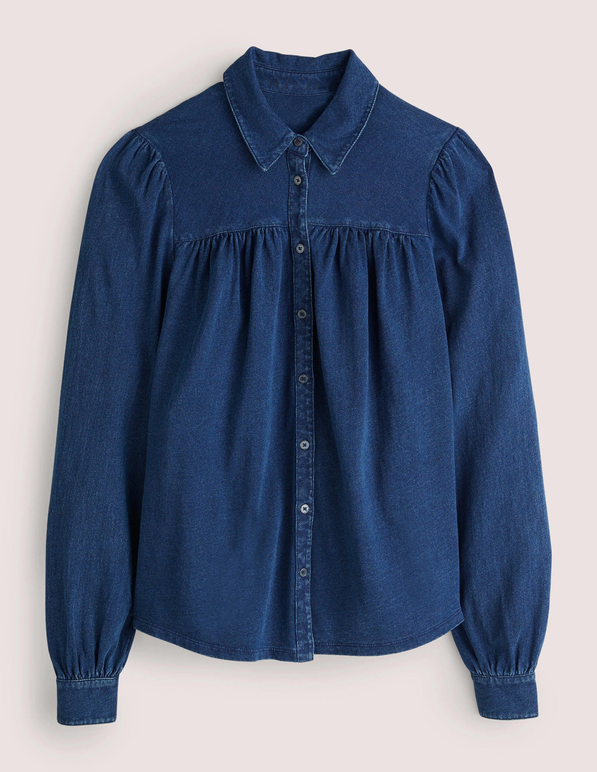 Gathered Detail Shirt-Indigo - Image 5