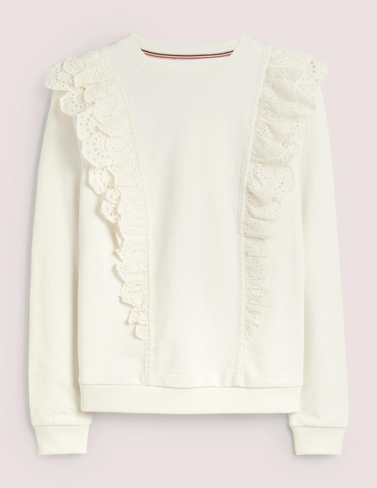 Sweatshirt mit Lochstickereieinsatz-Naturweiß - Image 5