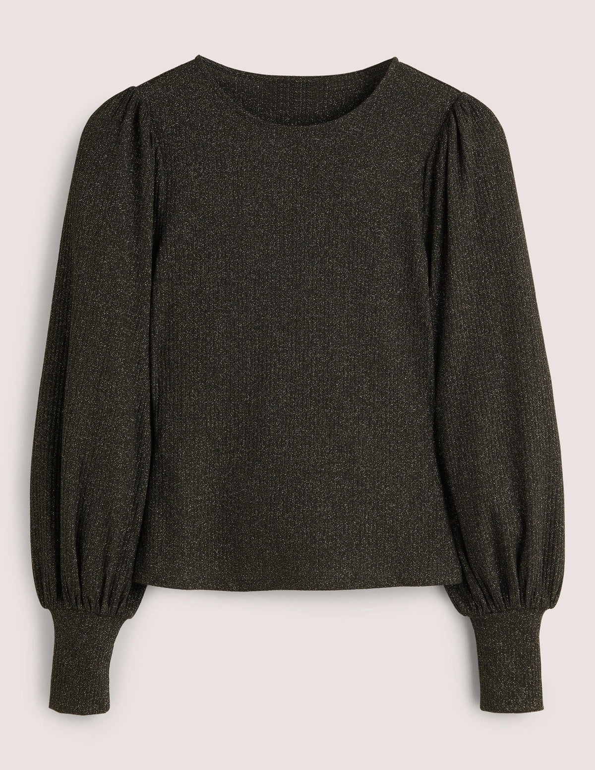 Metallic-Oberteil mit Blousonärmeln-Schwarz, Goldglitzer - Image 6