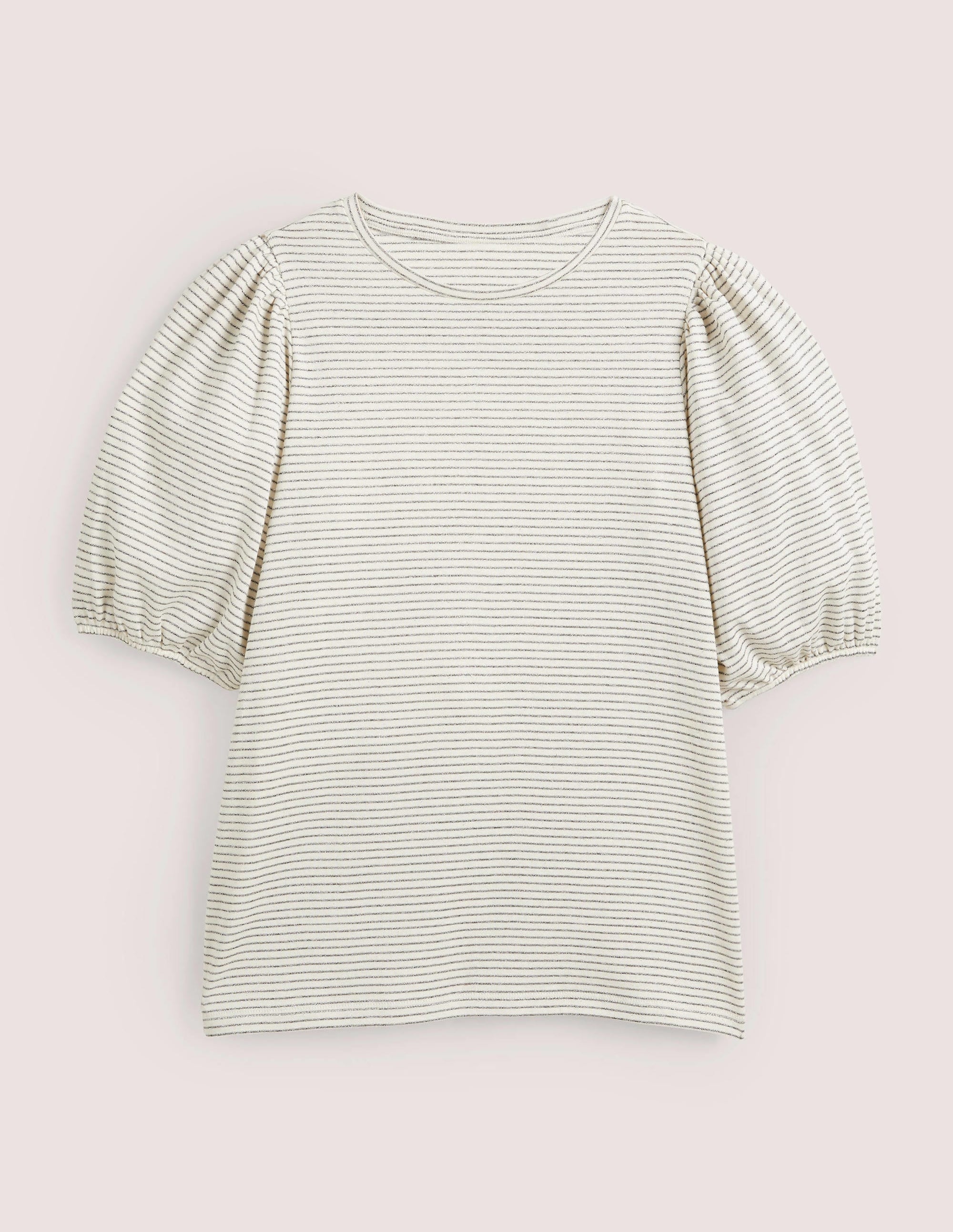 Metallic-T-Shirt mit Streifen-Naturweiß/Metallgrau-Metallic - Image 5
