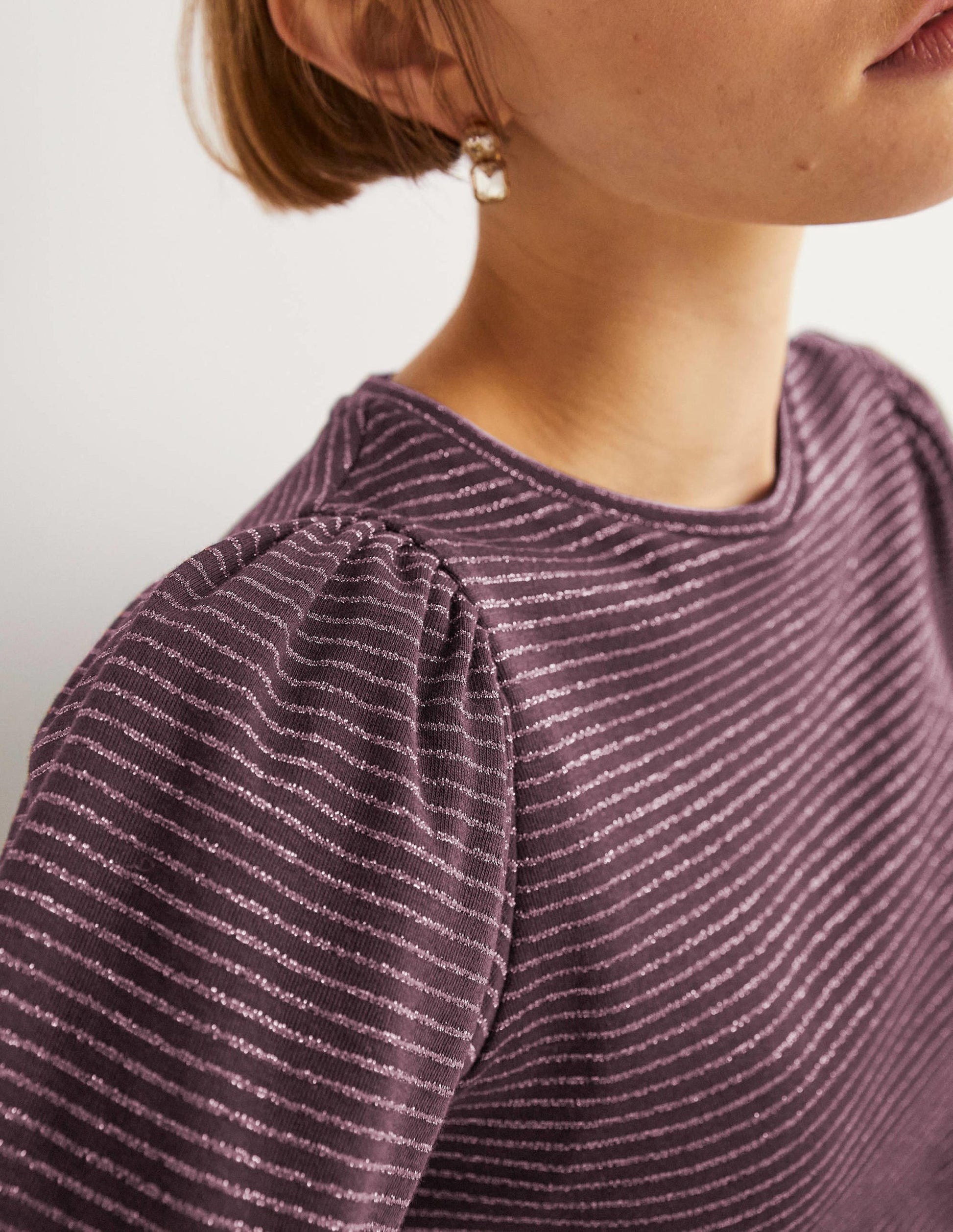 Metallic-T-Shirt mit Streifen-Navy/Kupfer, Metallic-2