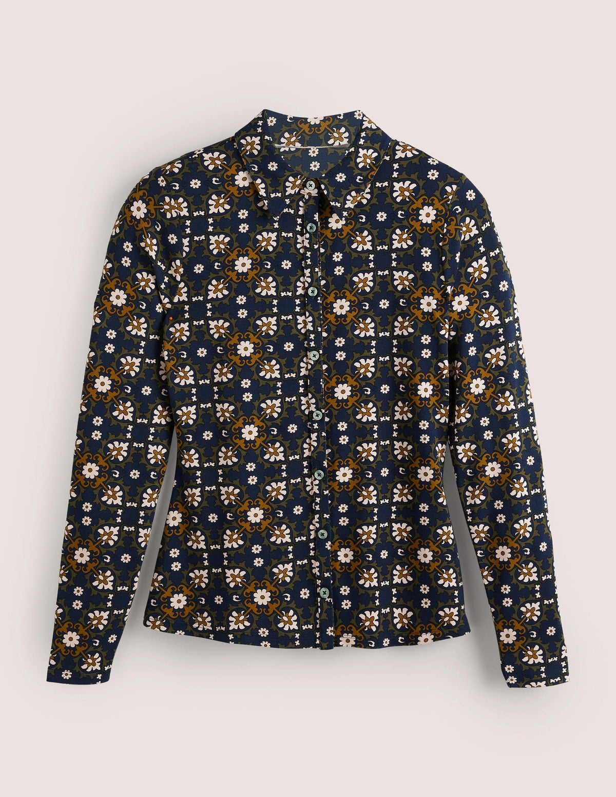 Fitted Jersey Shirt-Basil Bloom Tile-6