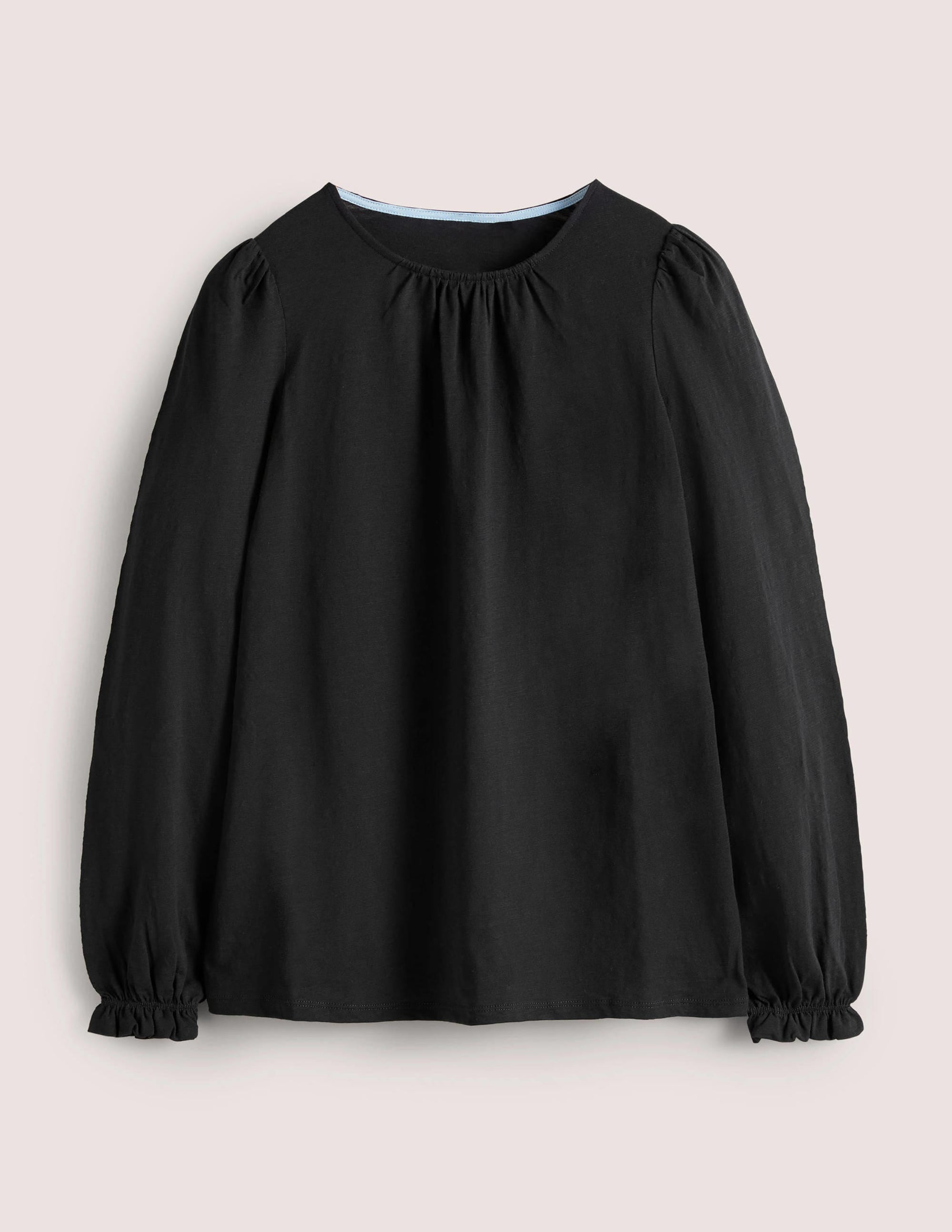 Blousonoberteil aus Baumwolle mit Rundhalsausschnitt-Schwarz - Image 5