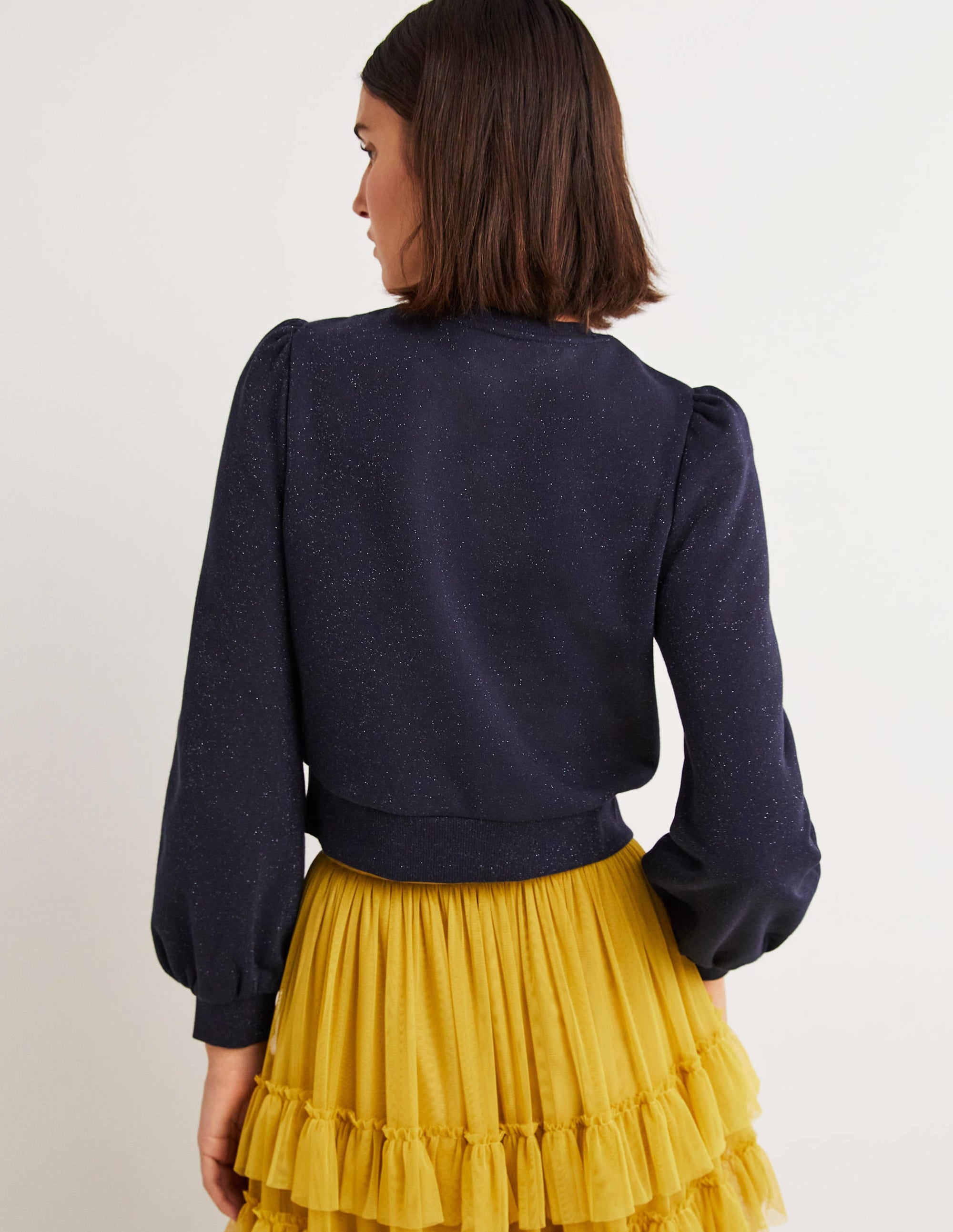 Kurz geschnittenes Glitzer-Sweatshirt-Navy, Glitzer - Image 2