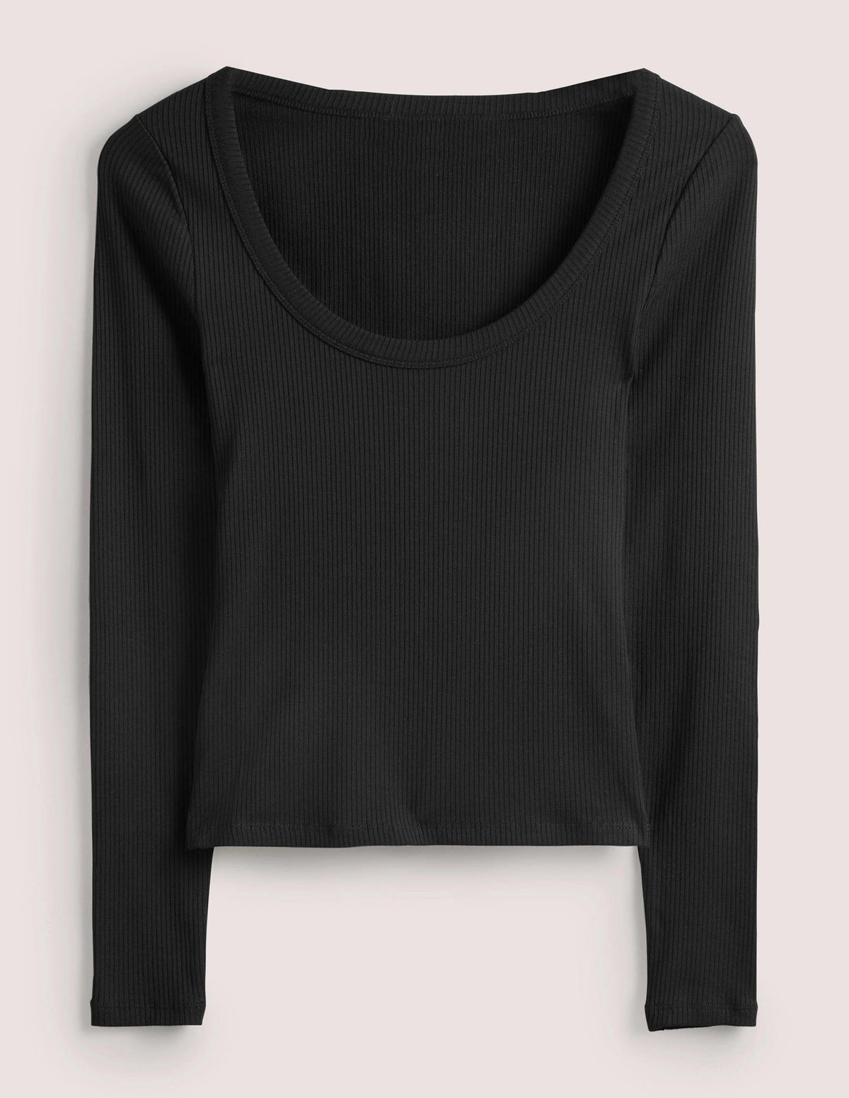 Soft Ribbed Scoop Neck Top-Black-10