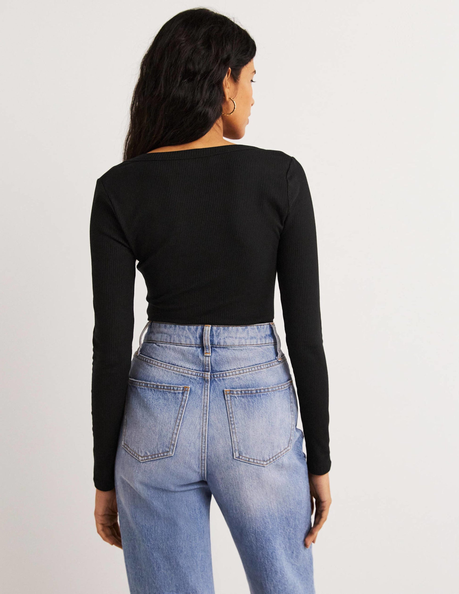 Soft Ribbed Scoop Neck Top-Black-3