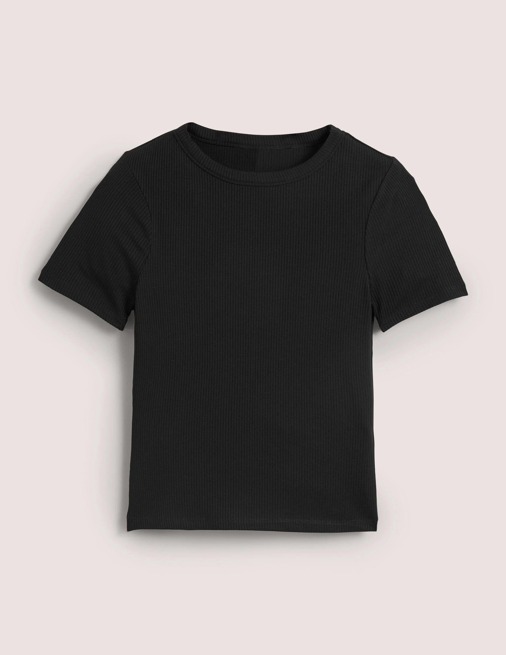 Geripptes T-Shirt mit Rundhalsausschnitt-Schwarz-6