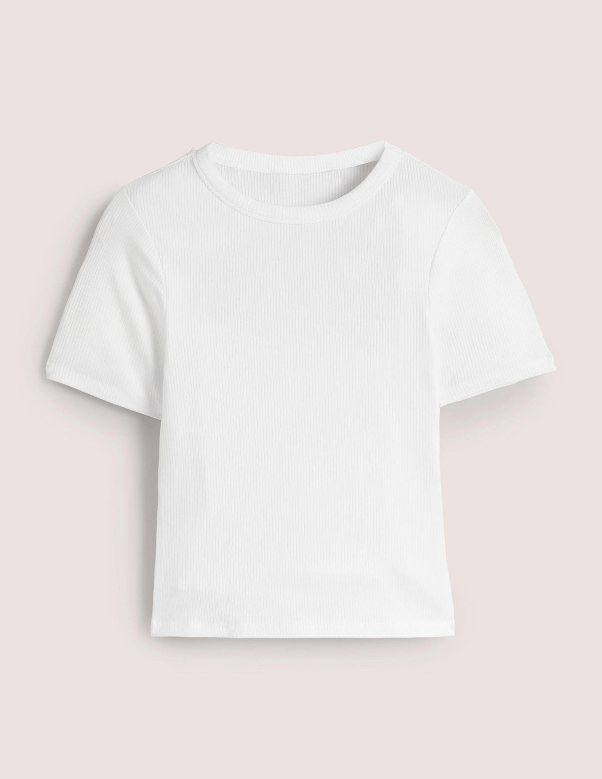 Geripptes T-Shirt mit Rundhalsausschnitt-Weiß - Image 5