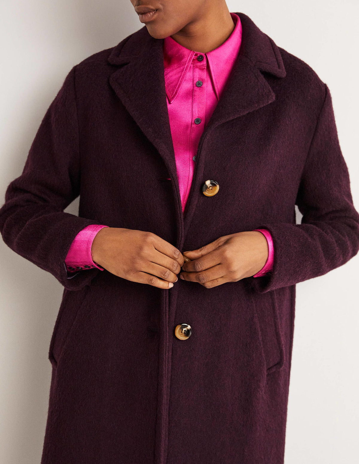Manteau à col en laine italienne-Figue-2