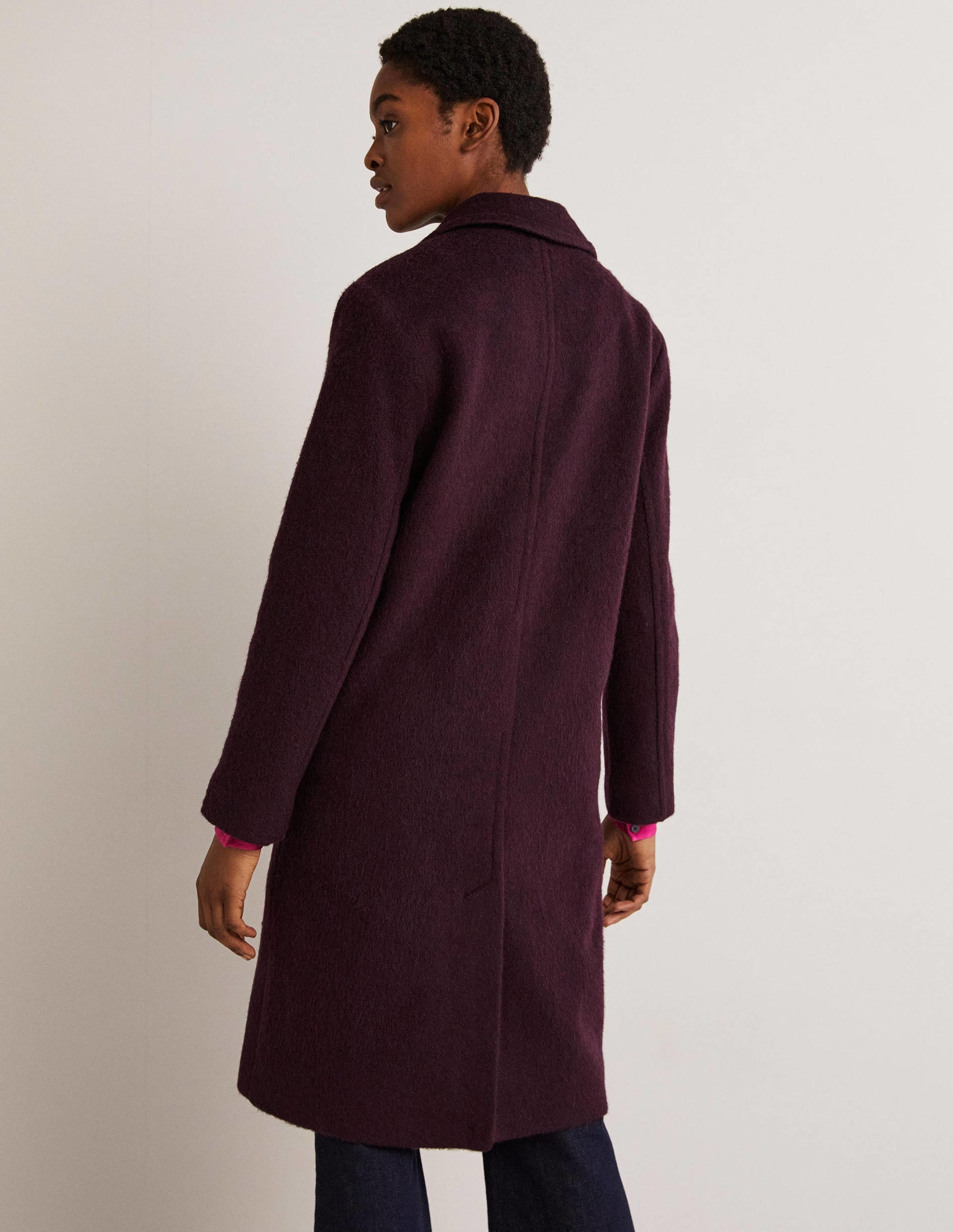 Manteau à col en laine italienne-Figue - Image 3