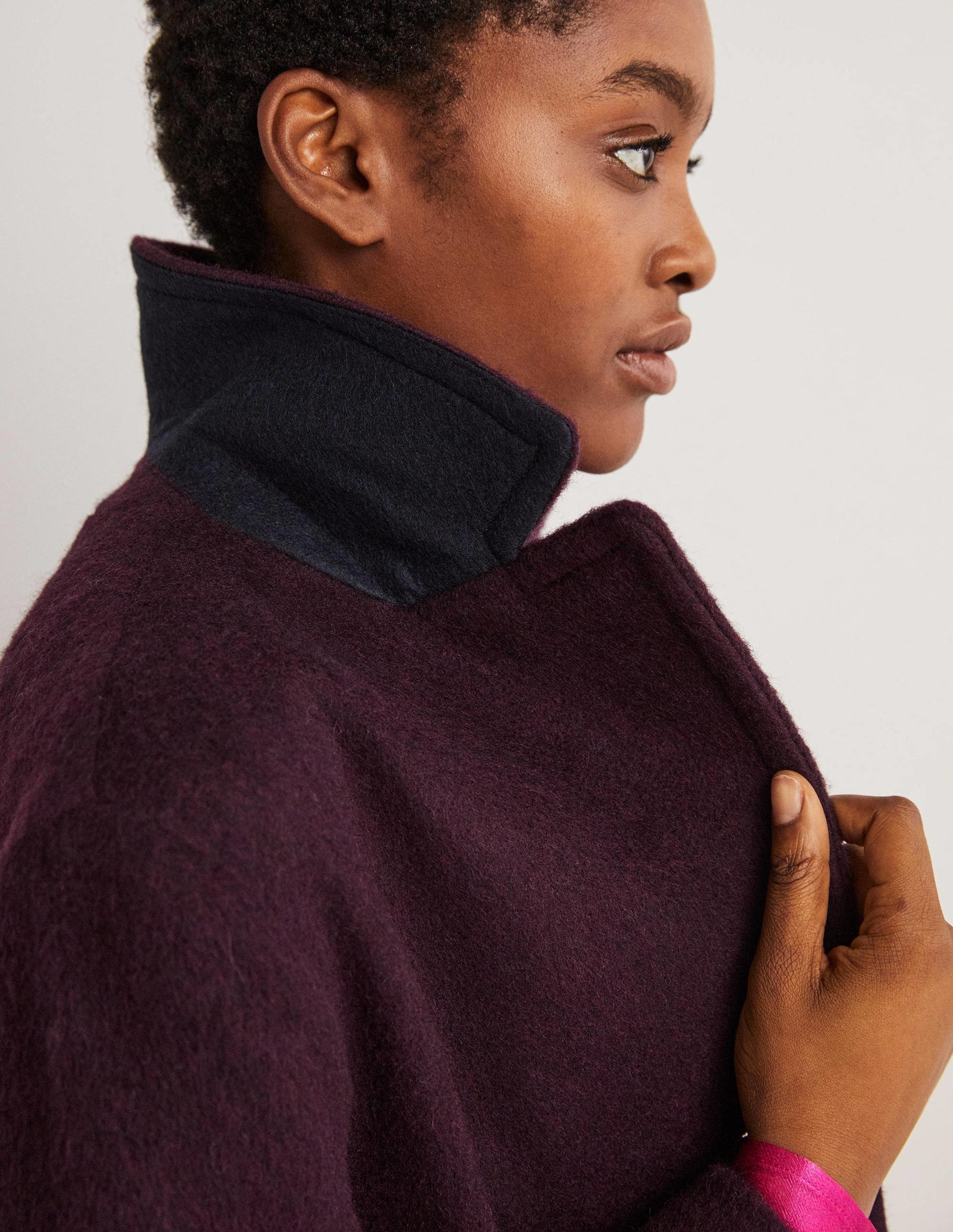 Manteau à col en laine italienne-Figue-4