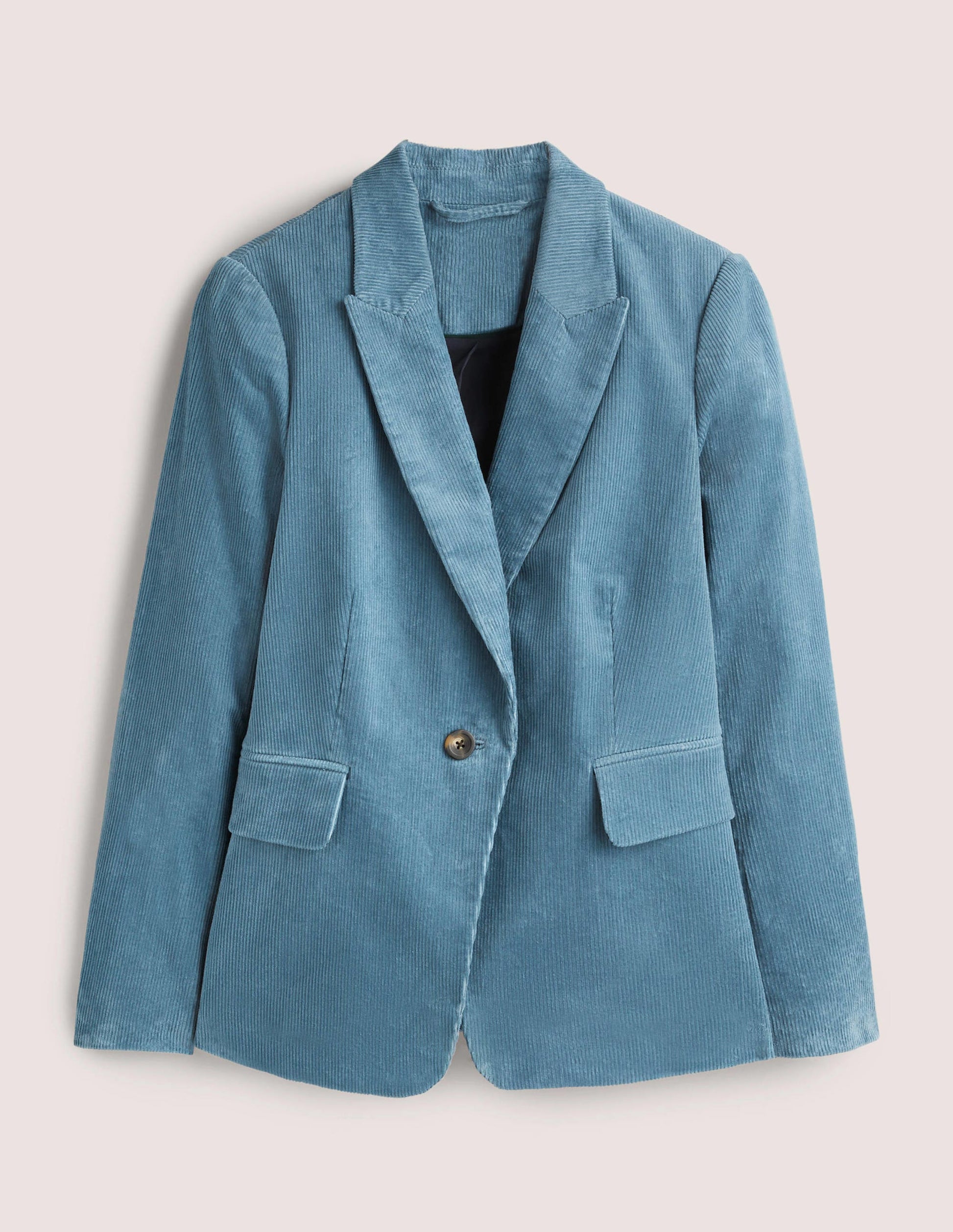 Figurbetonter Cord-Blazer-Mittelblau-7