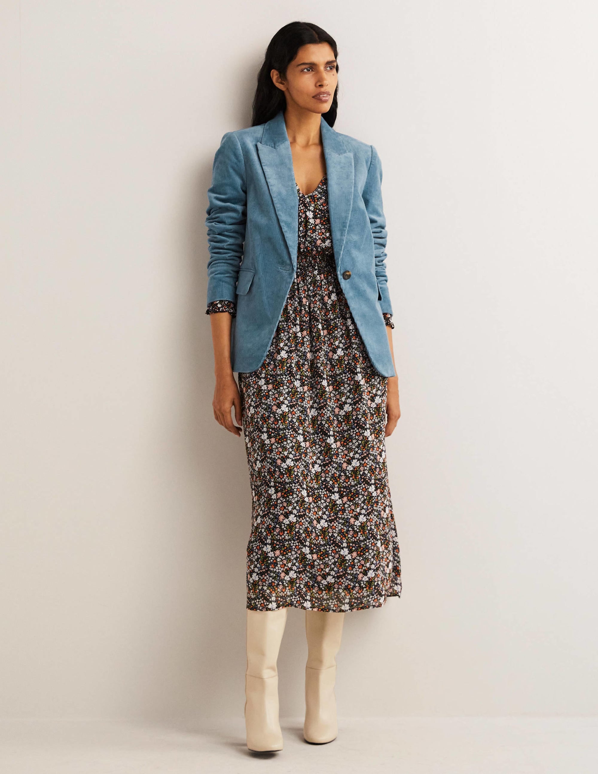 Figurbetonter Cord-Blazer-Mittelblau - Image 5
