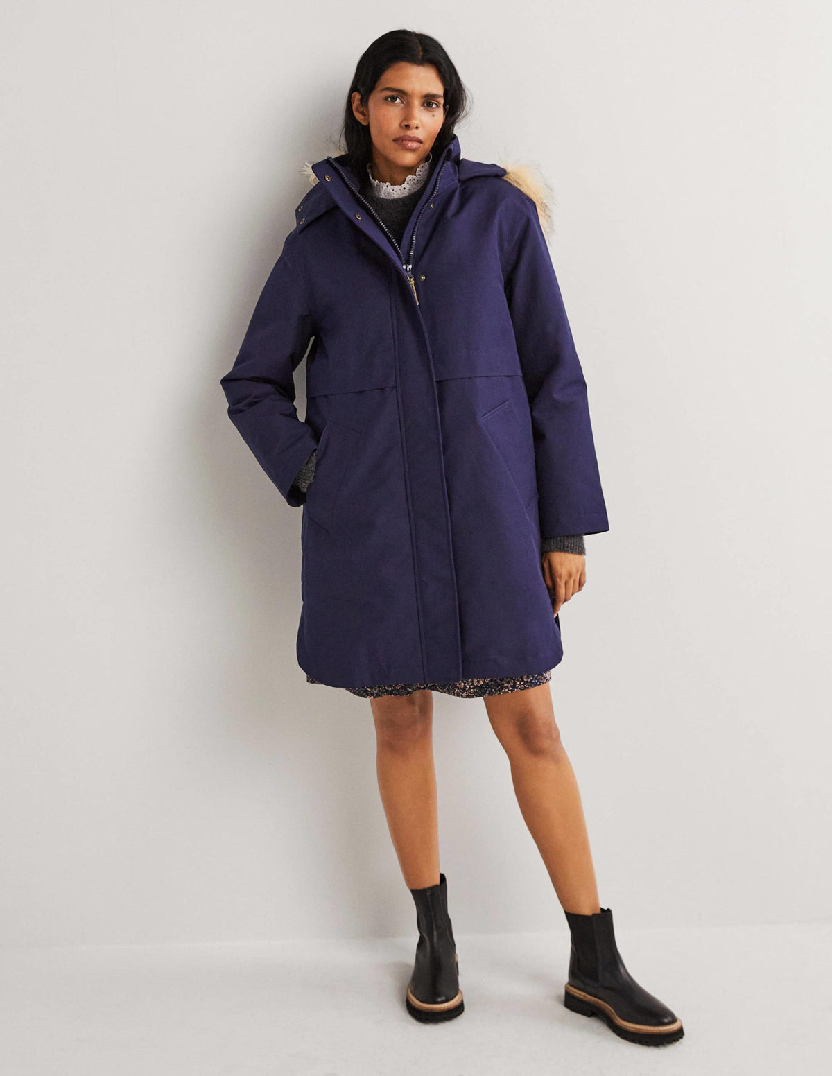 Wasserdichter Parka mit Borg-Futter-Marineblau - Image 1