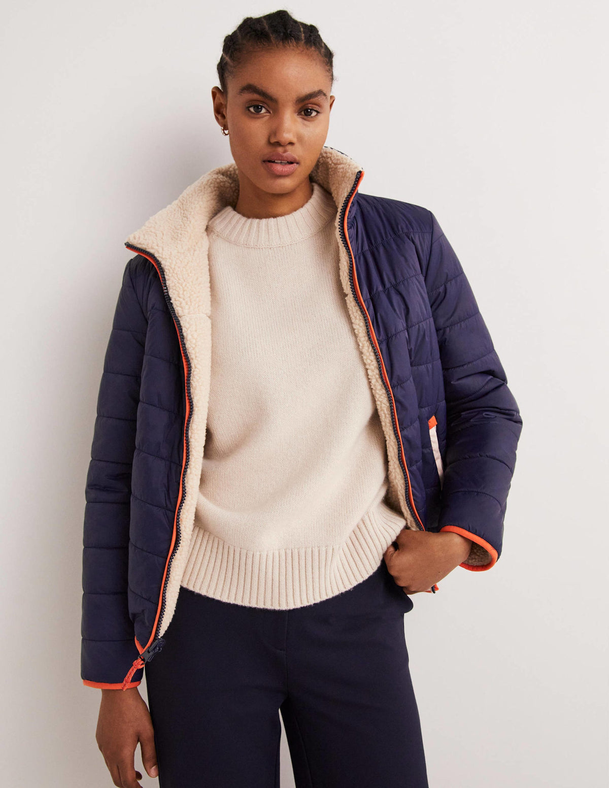 Wendbare Borg-Steppjacke-Navy/Tigerlilienrot-1