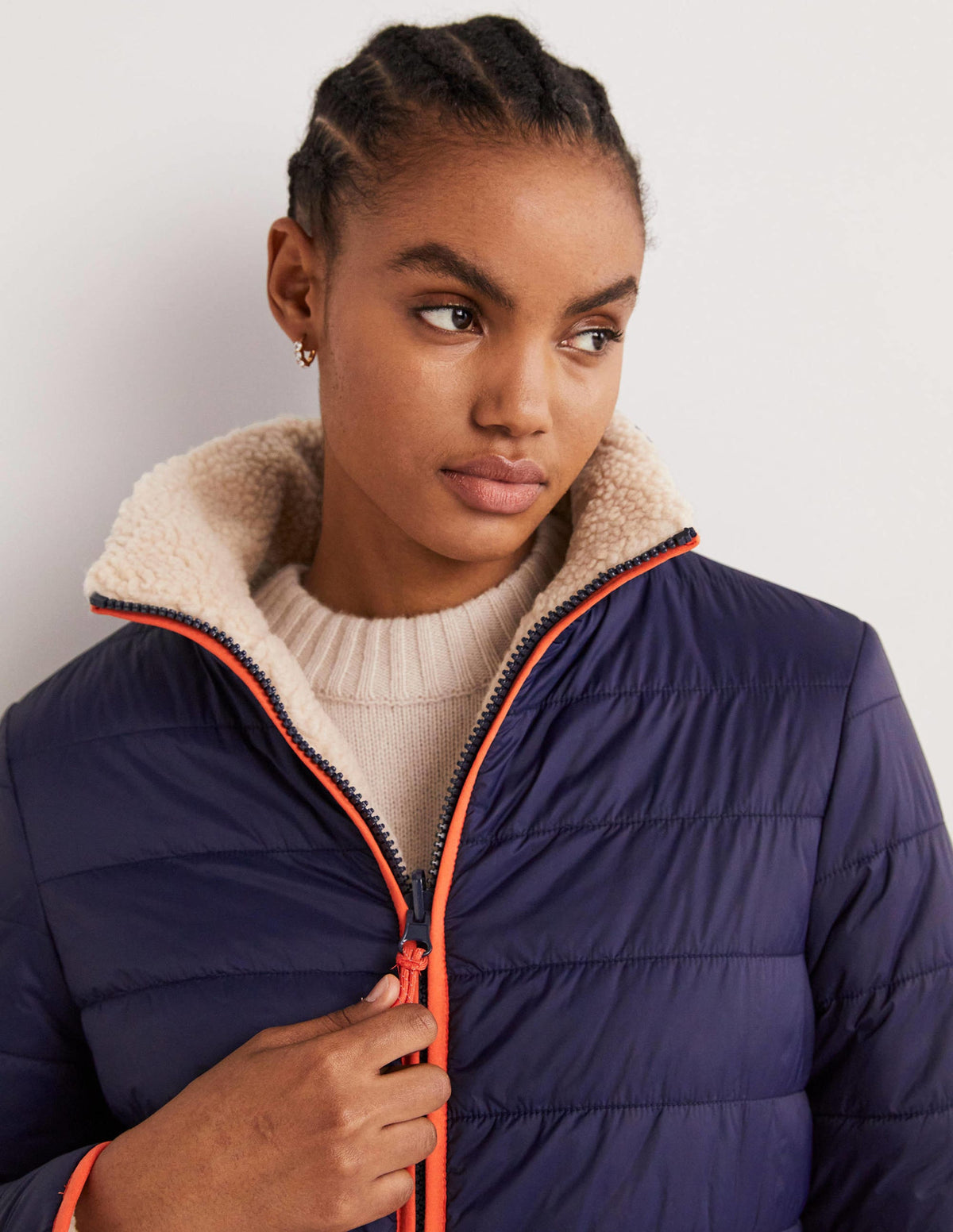 Wendbare Borg-Steppjacke-Navy/Tigerlilienrot-2