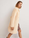 Manteau en fausse fourrure à col-Couleur naturelle