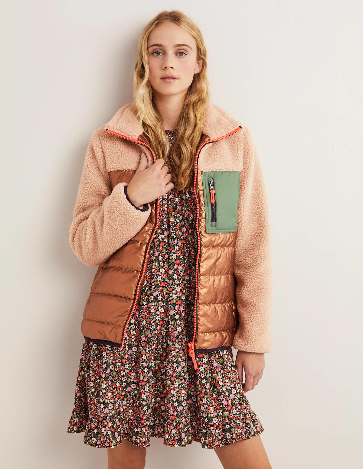 Steppjacke aus Borg-Metallic/Natur, Borg - Image 1