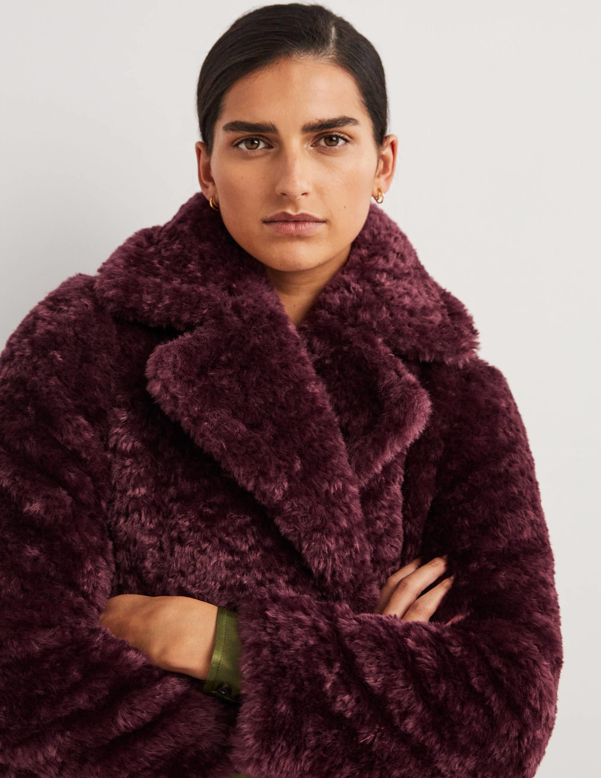 Manteau long en teddy-Figue - Image 2