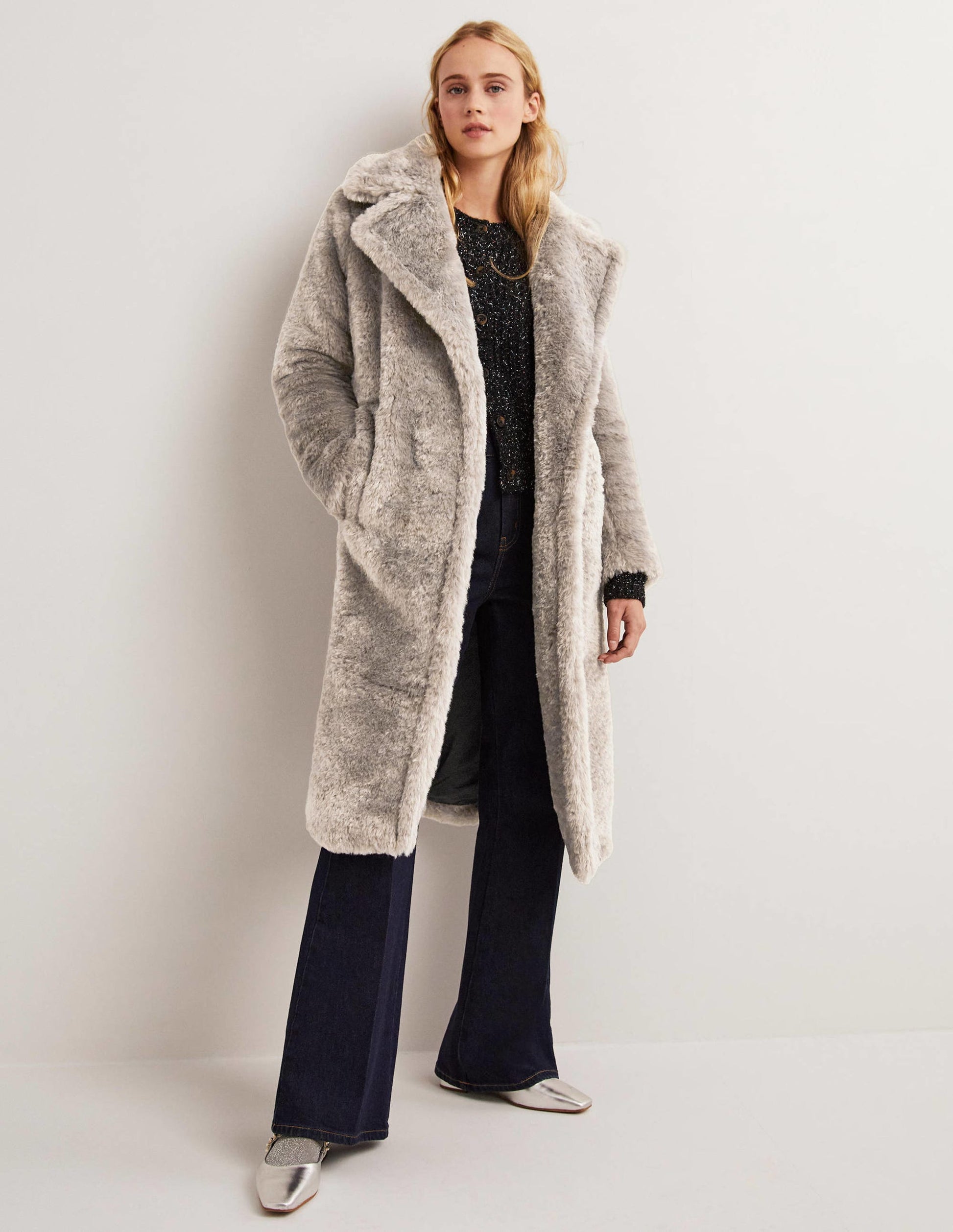 Manteau long en teddy-Anthracite-1