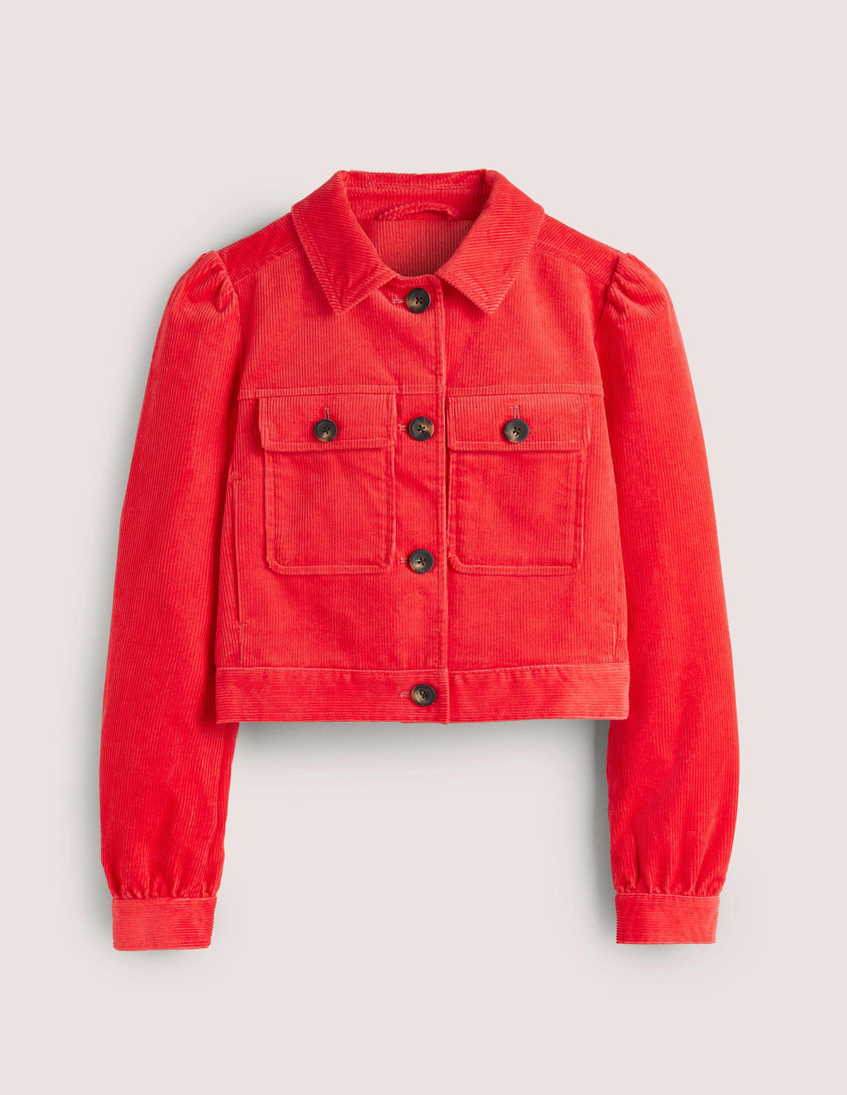 Veste courte en velours côtelé-Rouge tarte aux fraises - Image 6