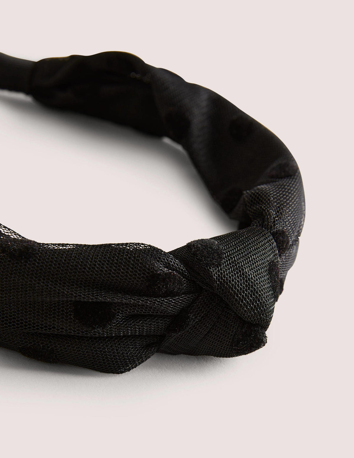 Knotted Tulle Headband-Black Tulle Spot-2