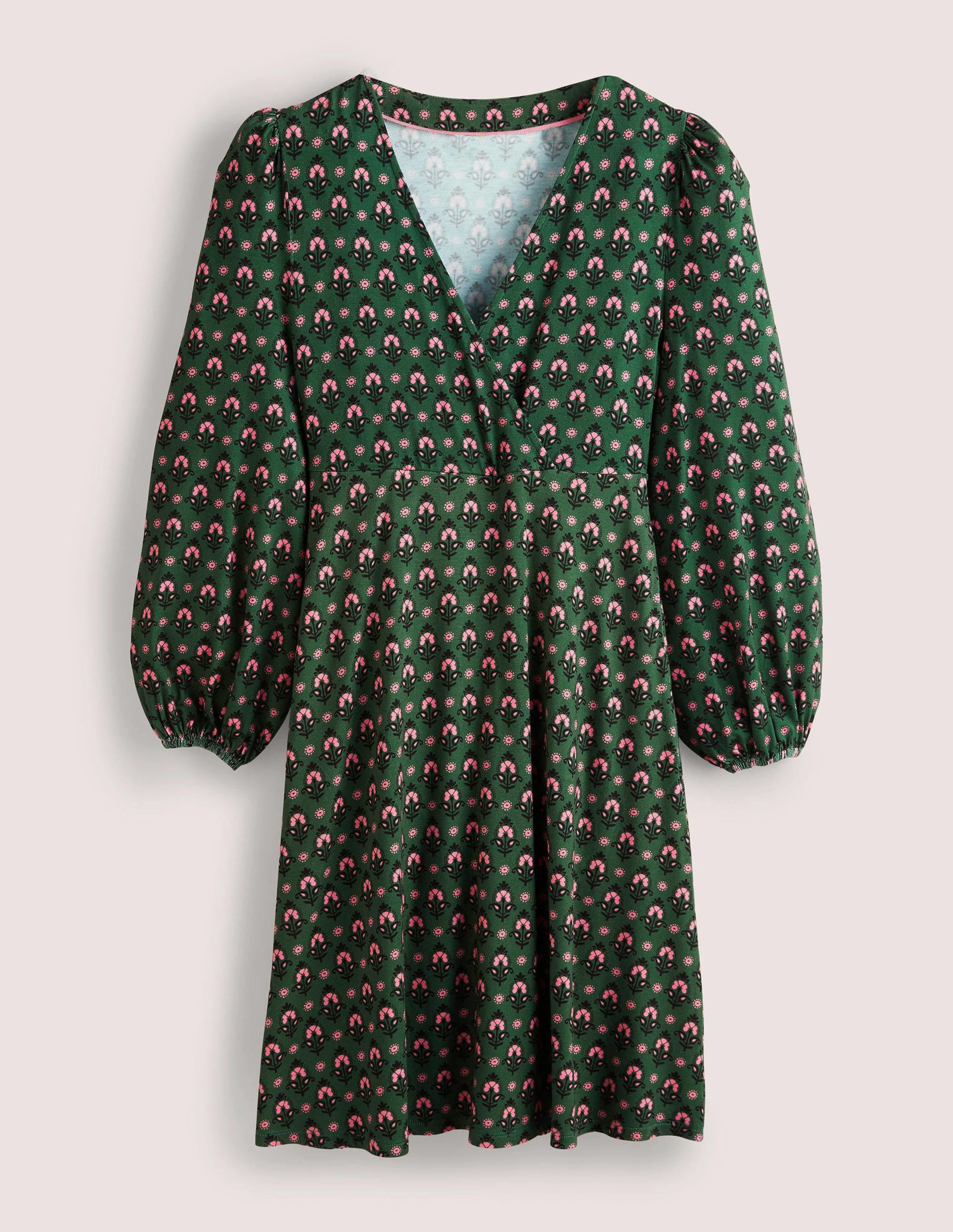 Robe à effet portefeuille fixe en jersey-Vert chasseur, motif Tapestry Bud - Image 5