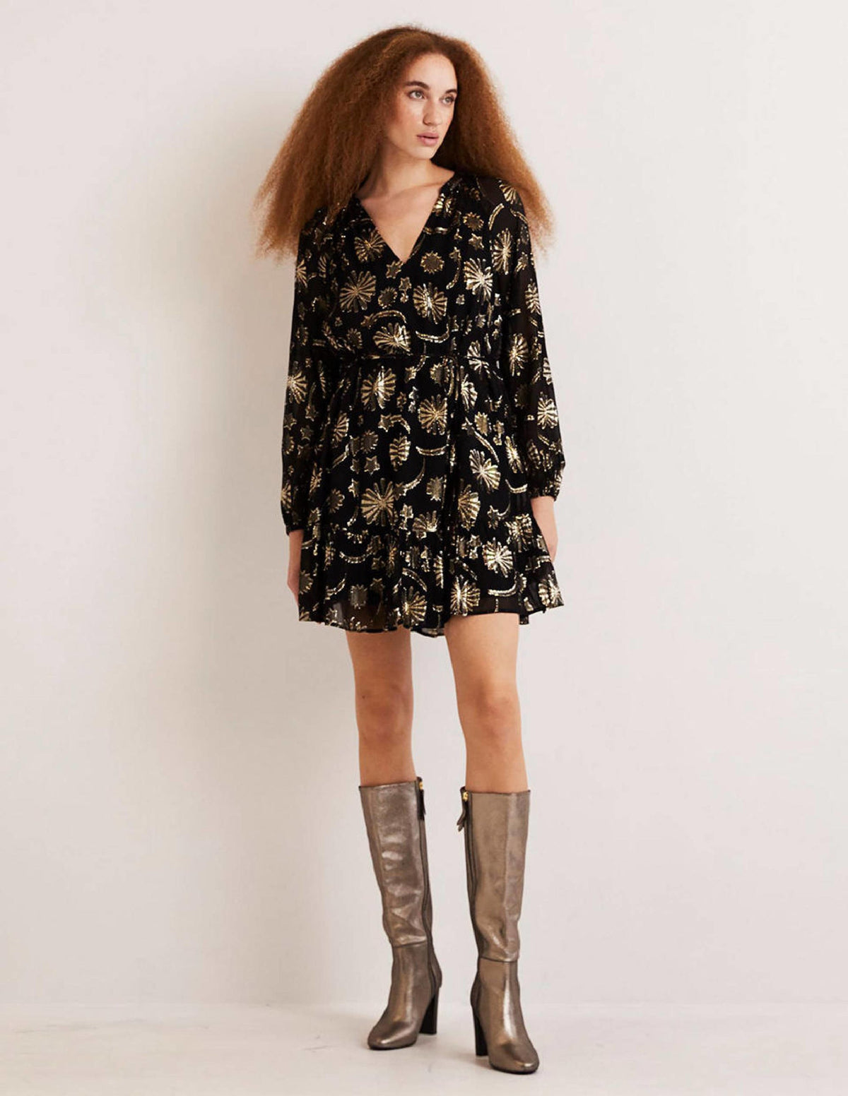 Mini-robe virevoltante-Jacquard feu d'artifice-4