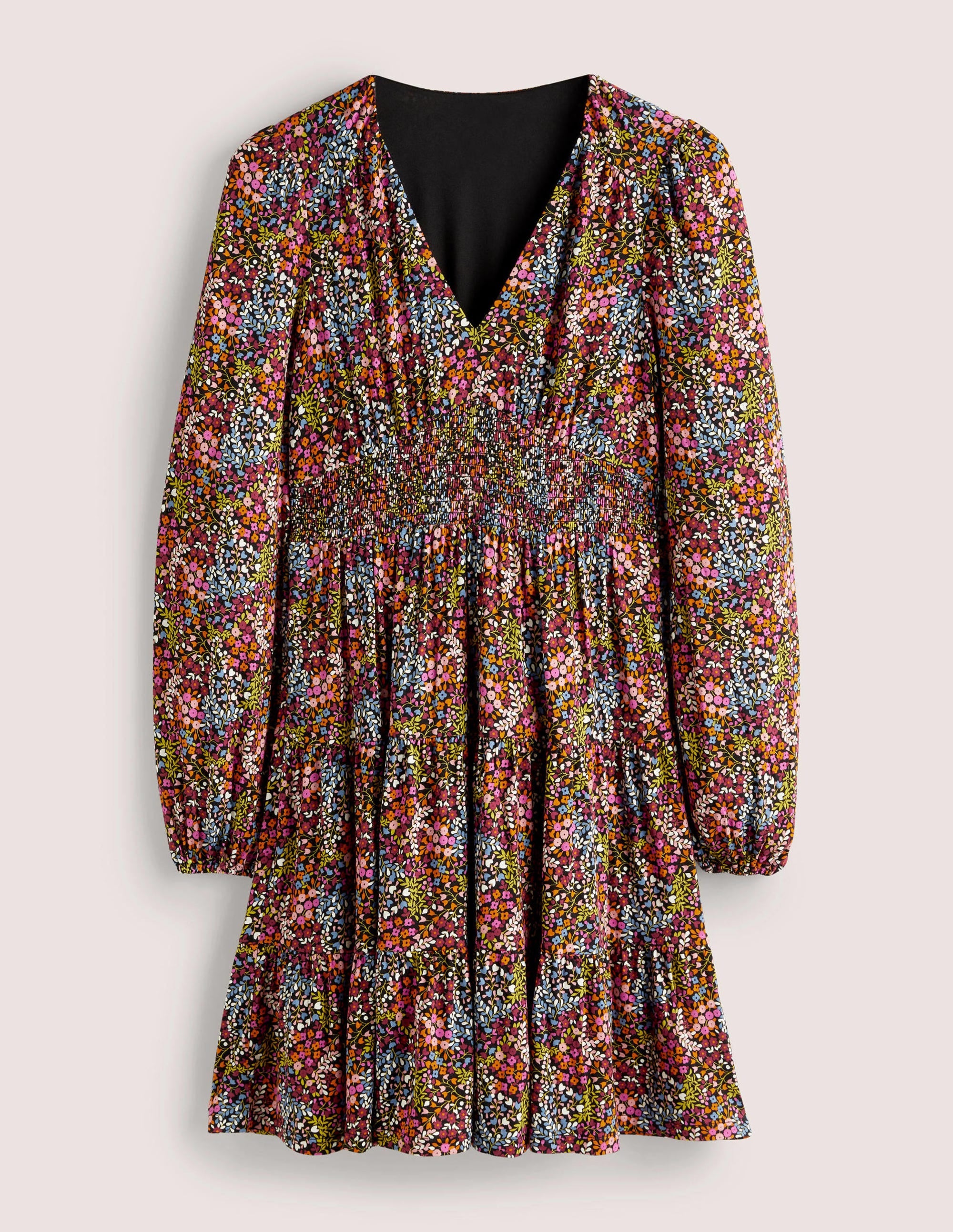 Gestuftes Jersey-Minikleid-Bunt, Kleines Blumenmuster - Image 6