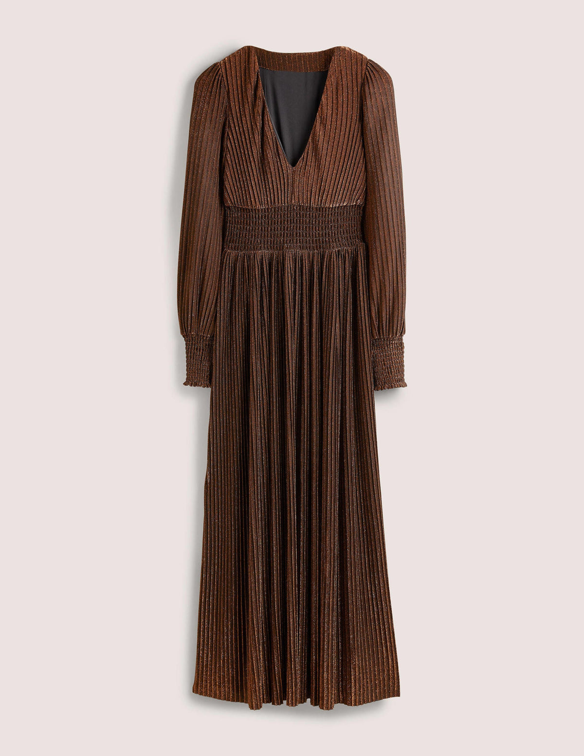 Metallic Brown Jersey Maxi Dress-Copper Metallic-6
