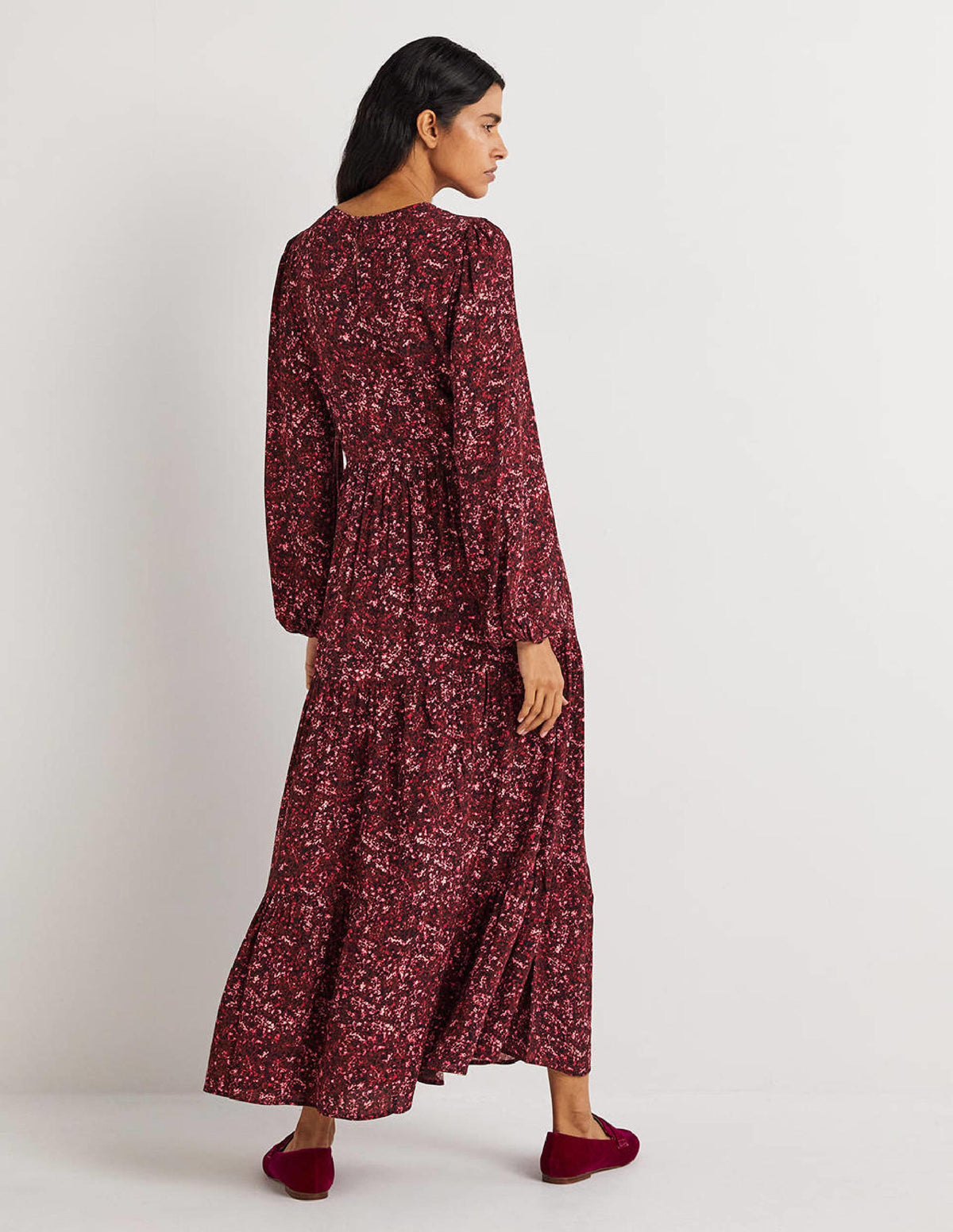 Robe col rond à volants-Vin chaud, motif Abstract Blossom - Image 3