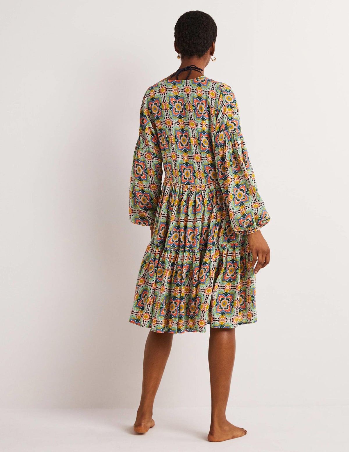 Lässiges Strandkleid mit Stufen-Bunt, Gobelinmuster-3