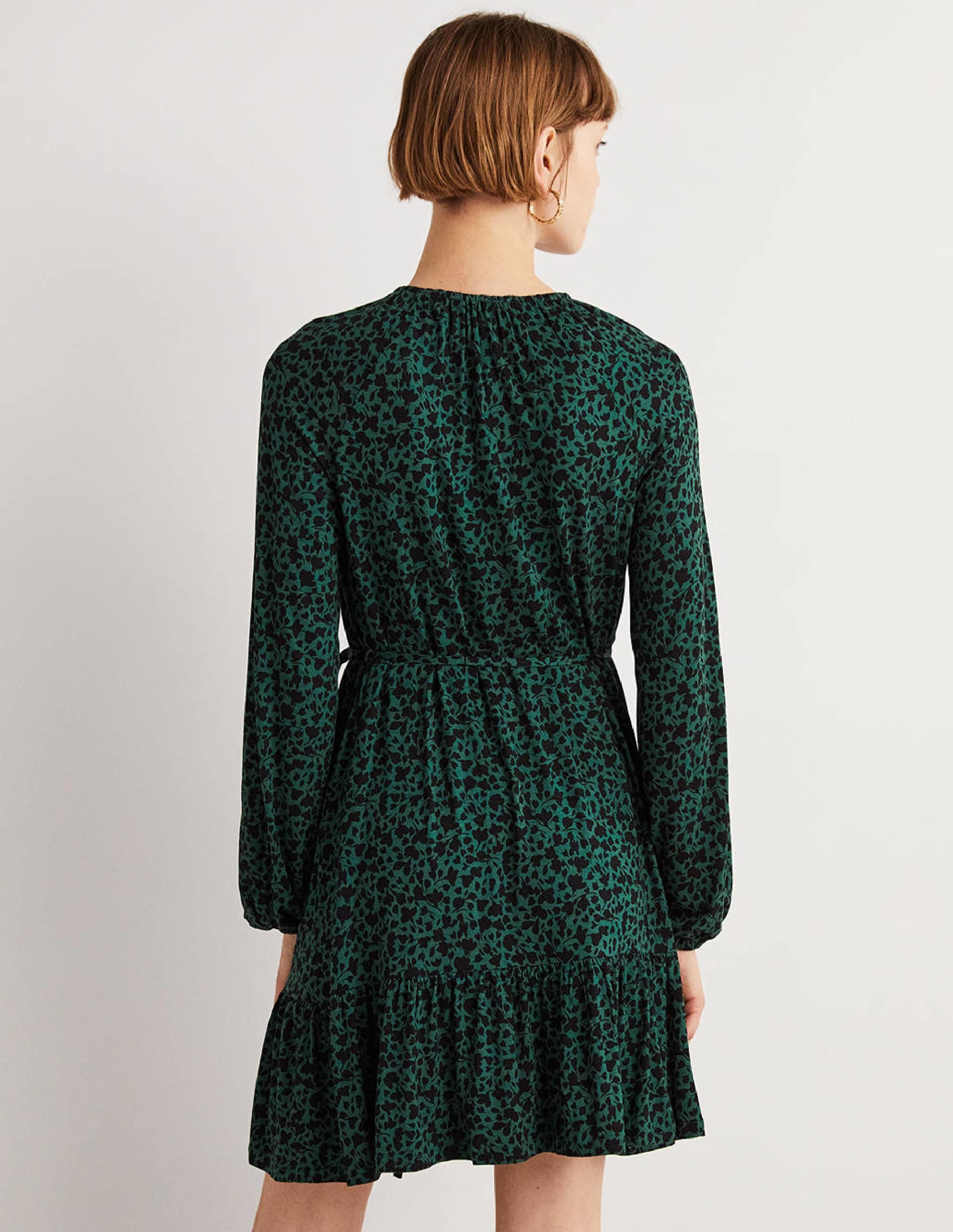 Mini-robe col rond en jersey-Vert chasseur, motif Meadow Sprig - Image 3