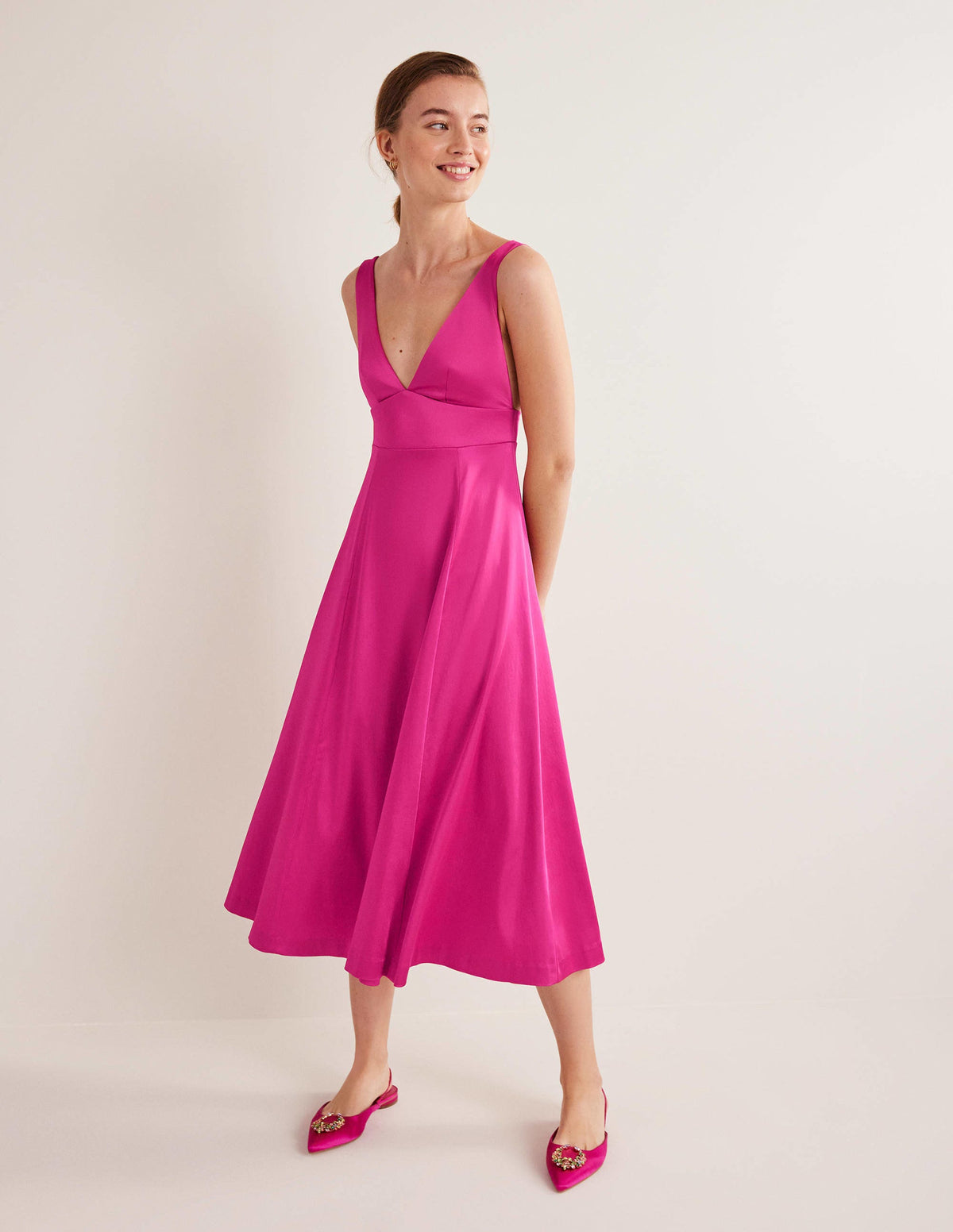 Figurschmeichelndes Kleid ohne Ärmel-Wassermelonenrosa - Image 1