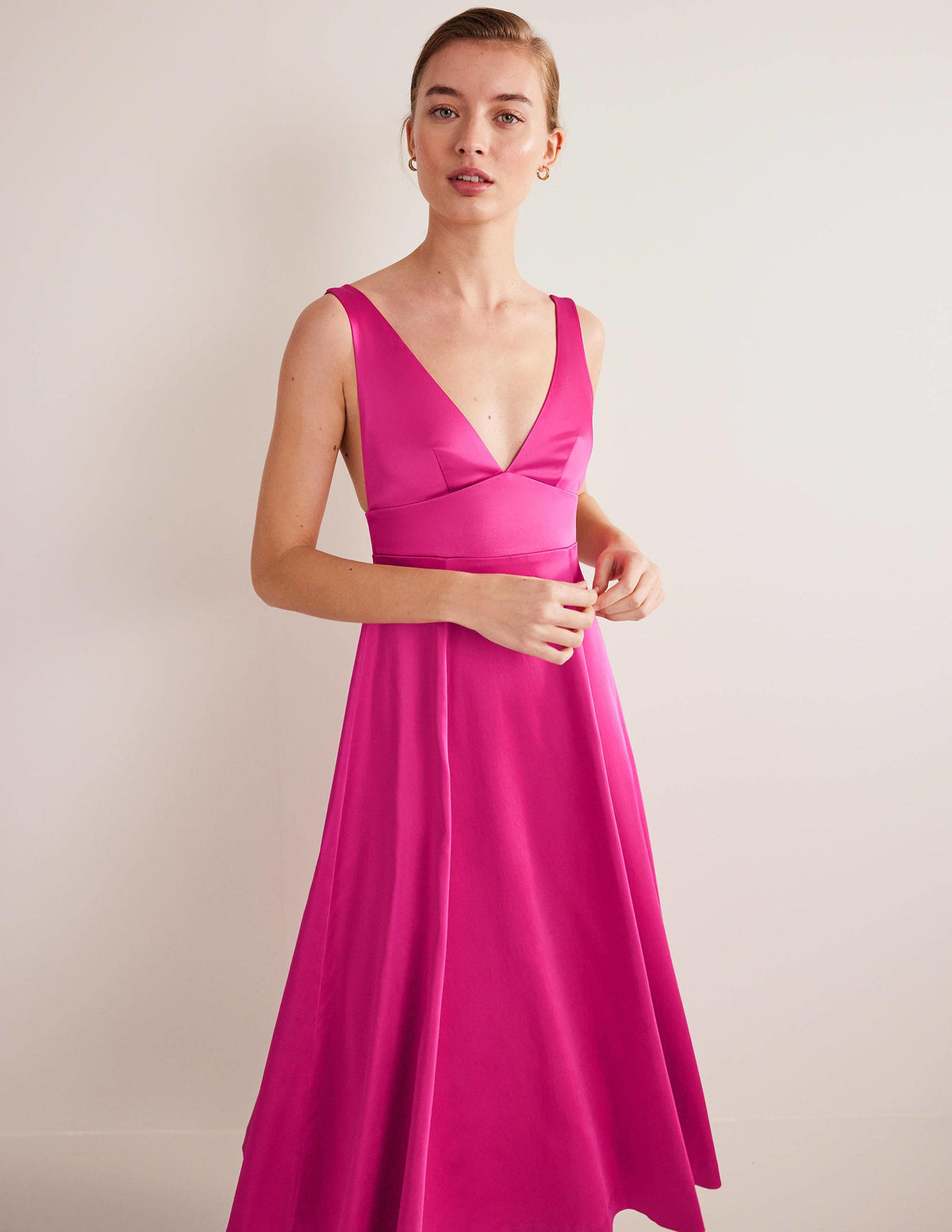 Figurschmeichelndes Kleid ohne Ärmel-Wassermelonenrosa - Image 4